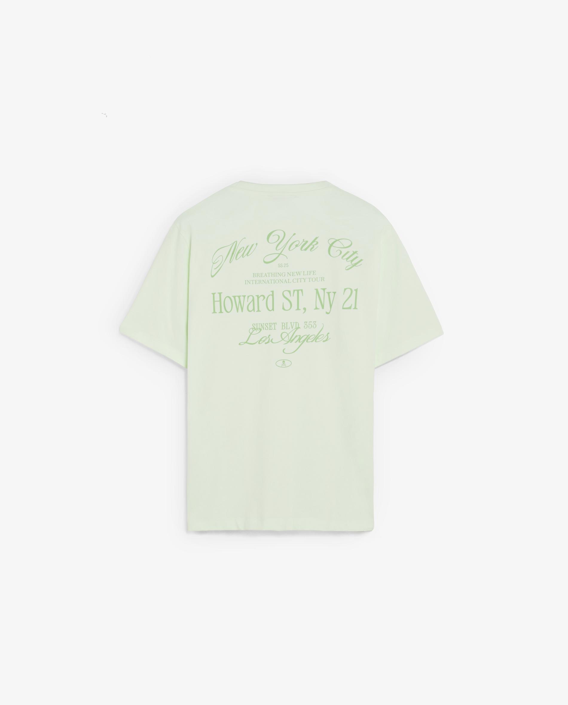 T-shirt de Manga Curta com Letreiro Posterior Verde-menta-6