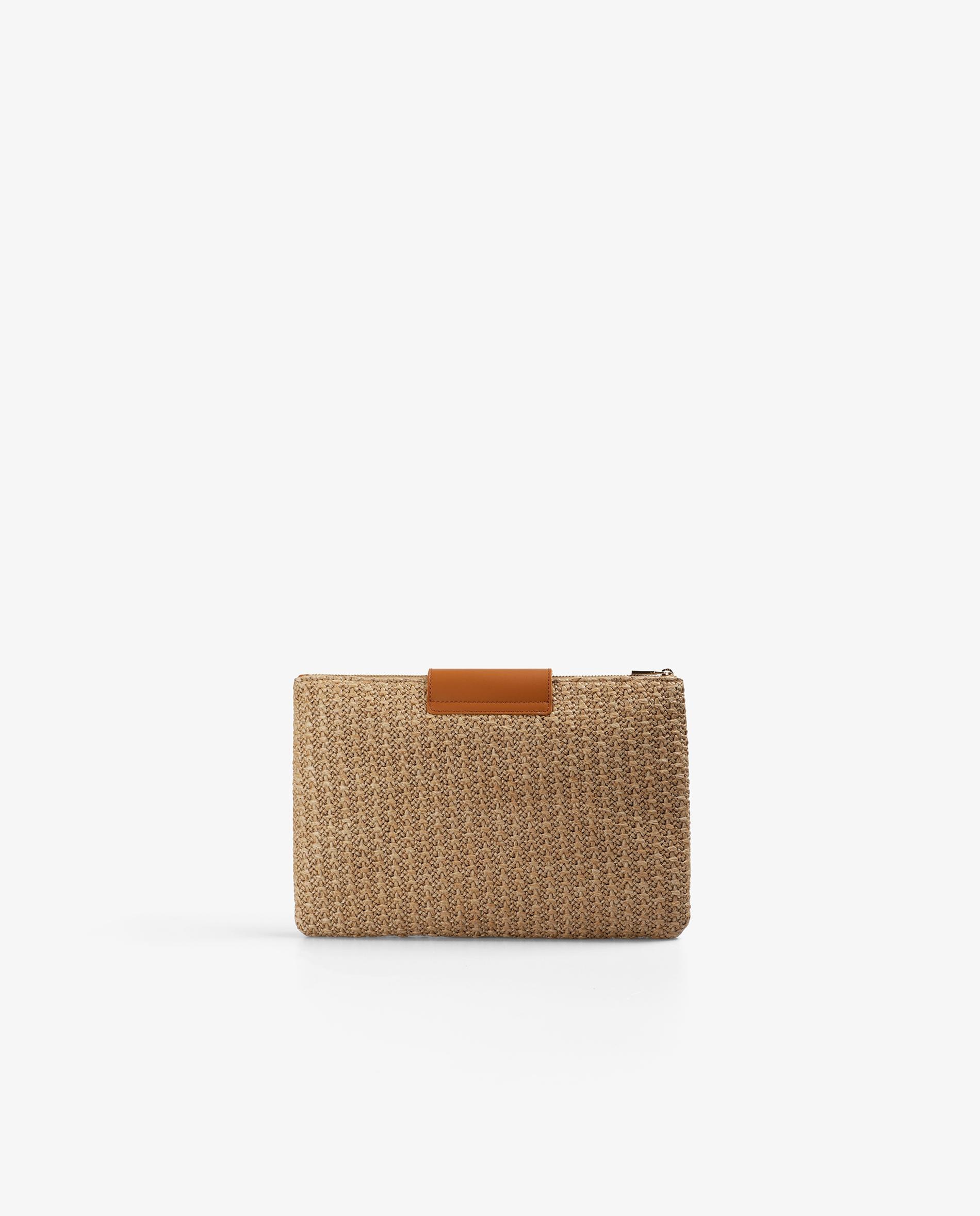 Mala de Mão Tipo Clutch em Tecido Entrançado Canela-2
