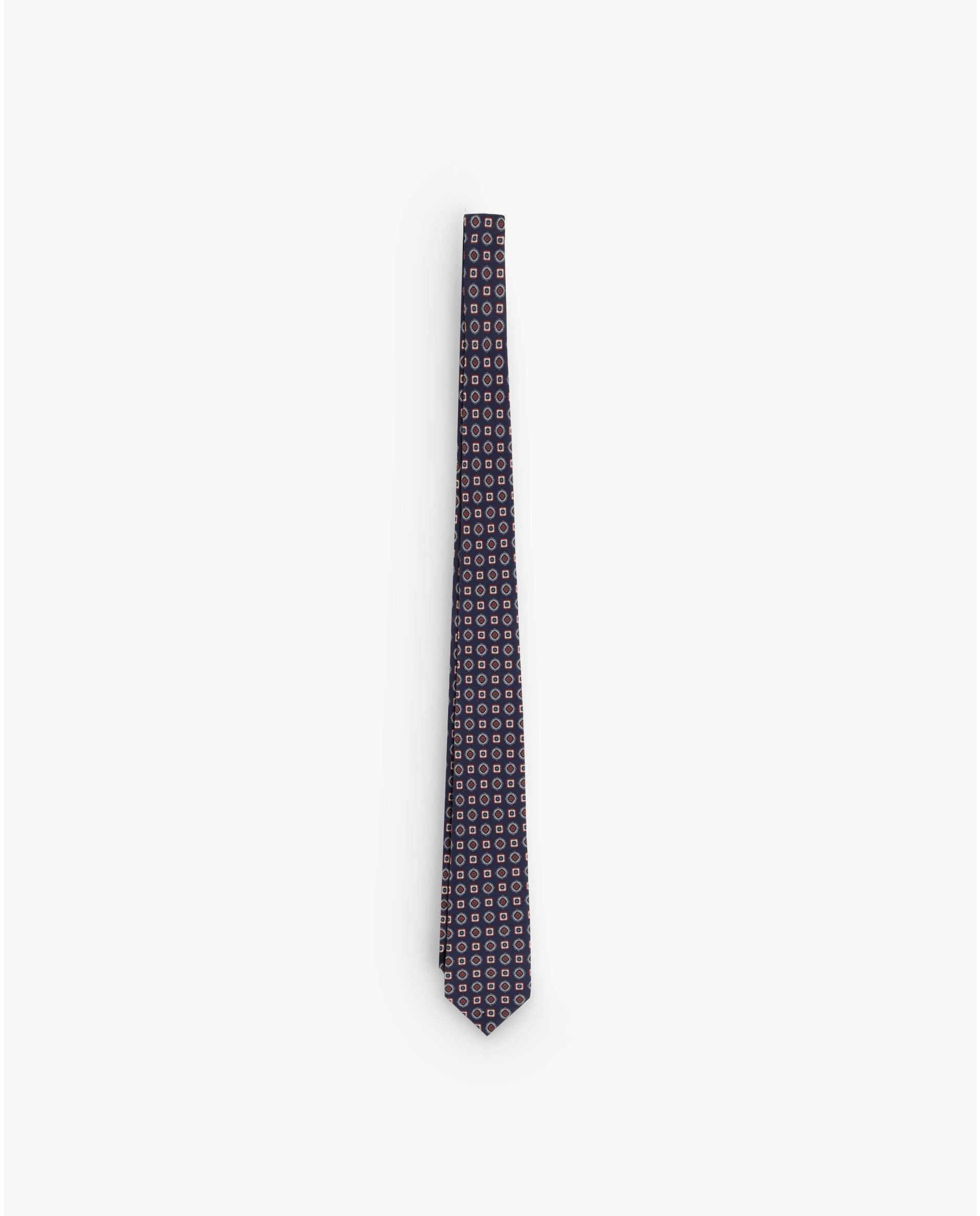 Gravata de Seda Microestampada Navy-1