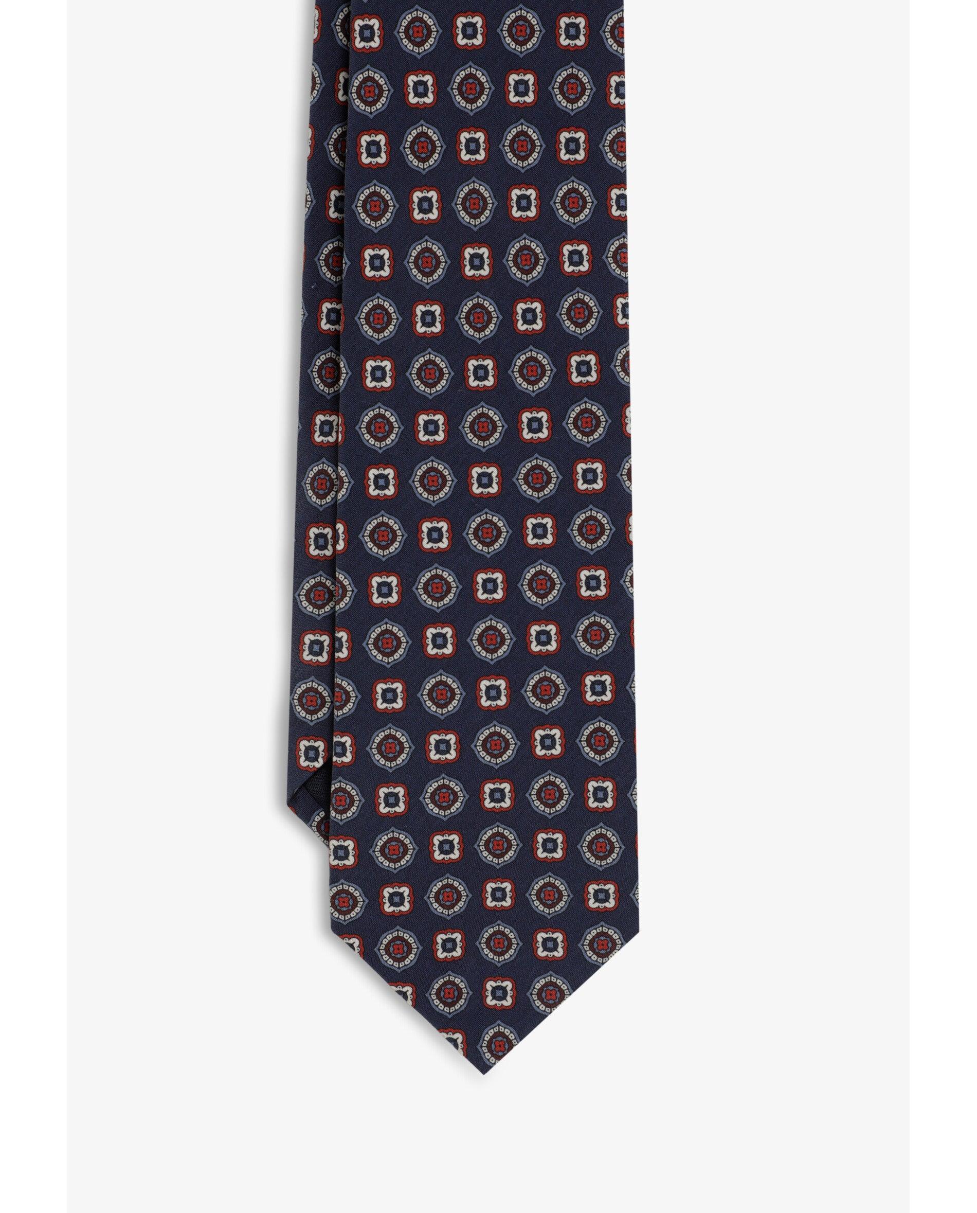 Gravata de Seda Microestampada Navy-2