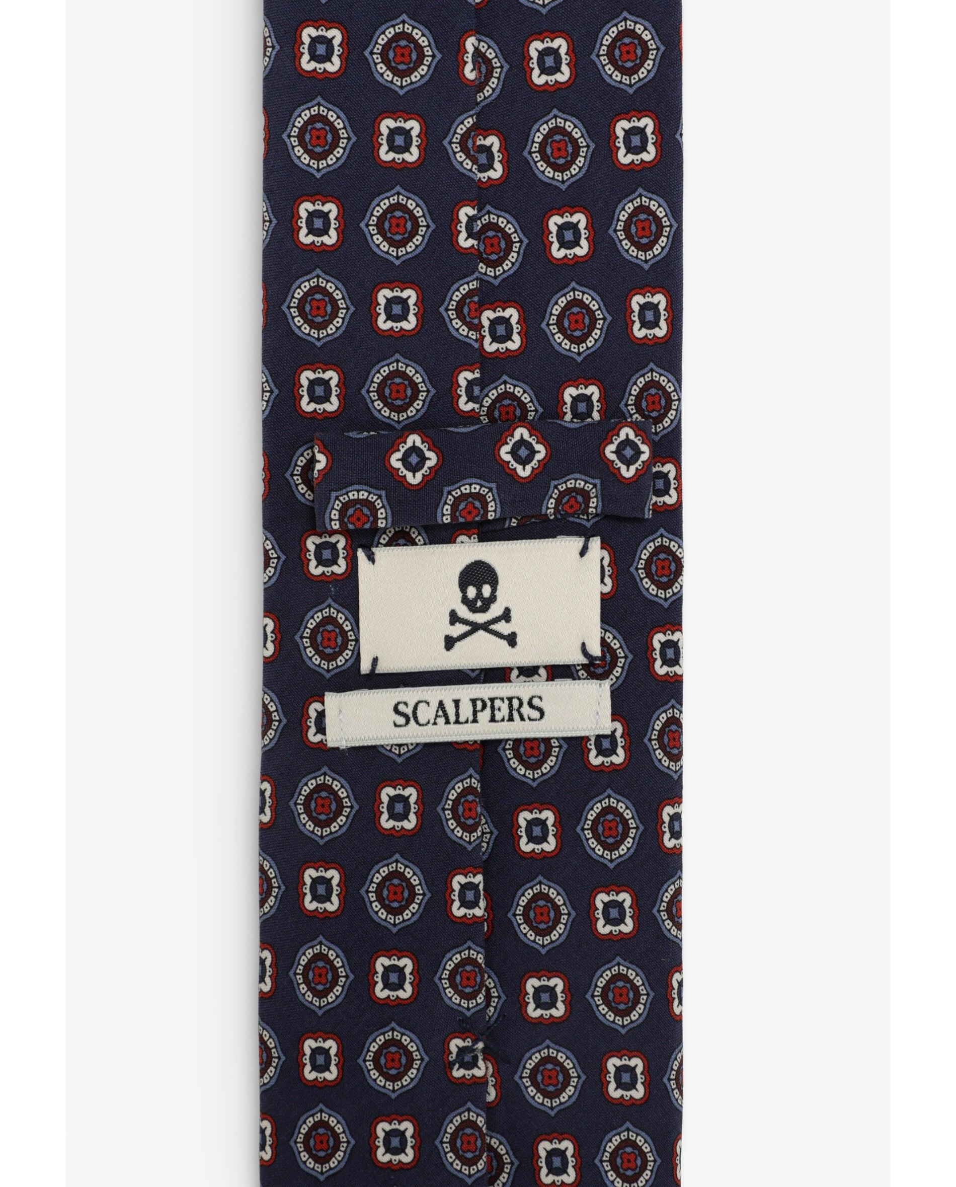 Gravata de Seda Microestampada Navy-3