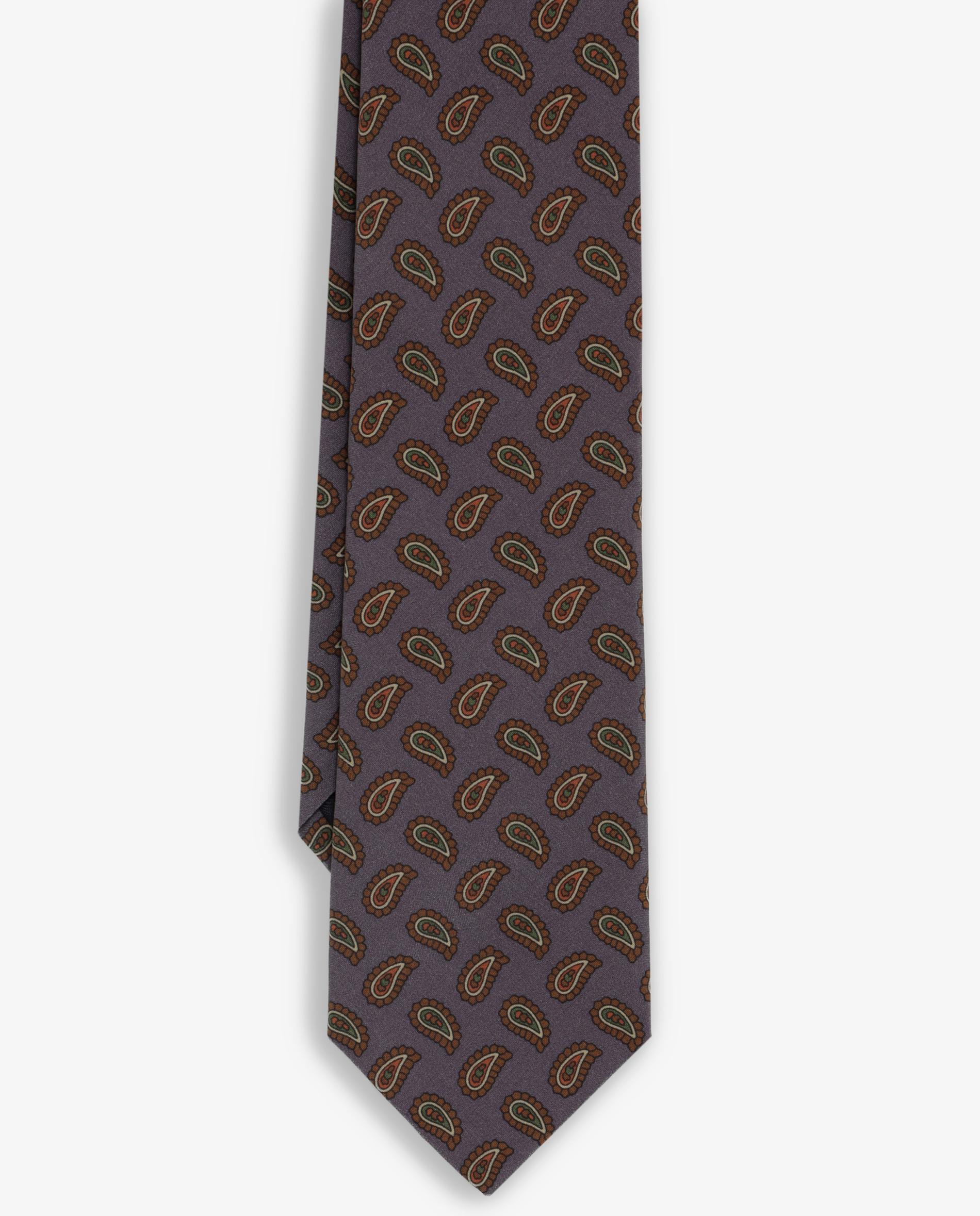 Gravata de Seda com Estampado Paisley Púrpura-2