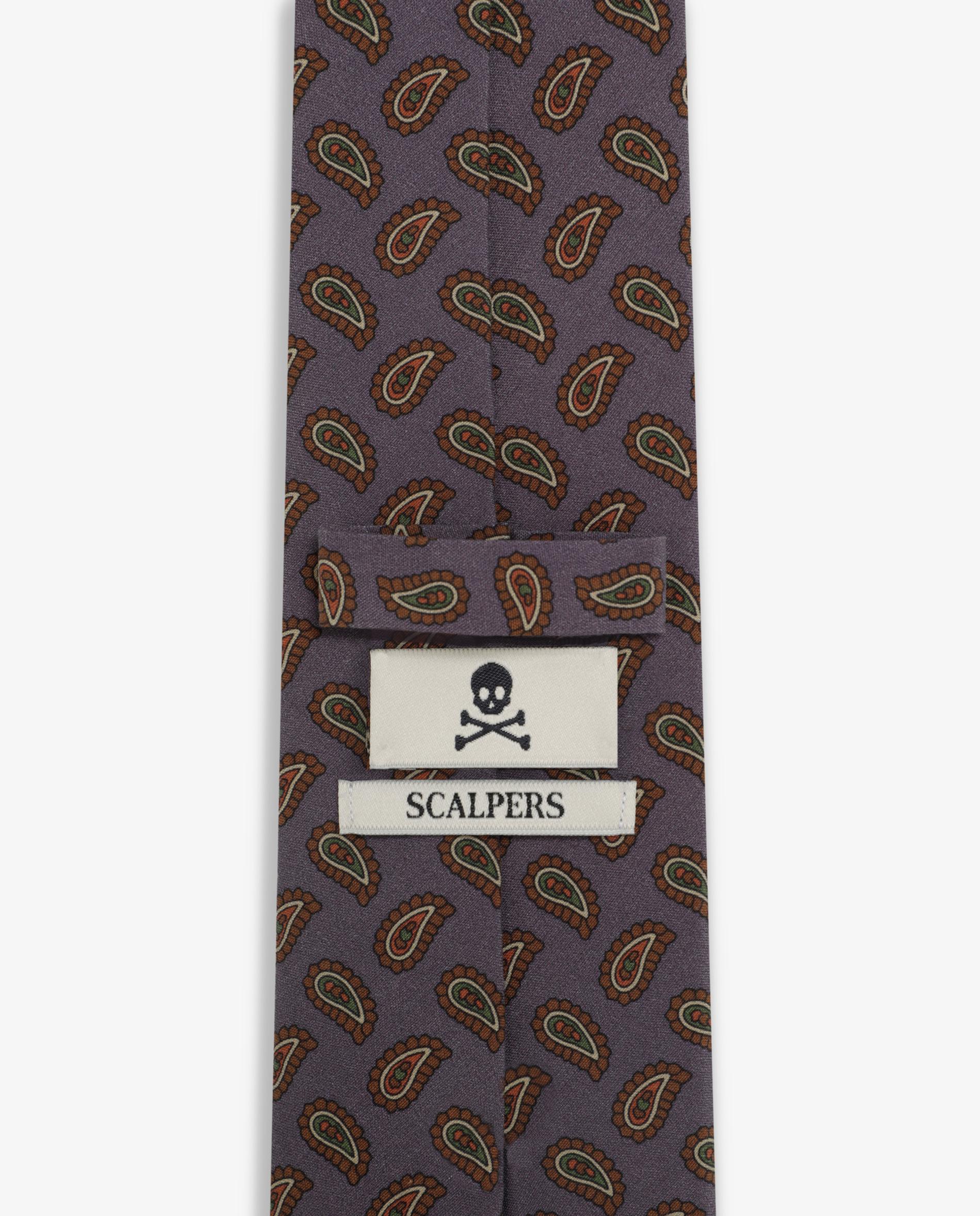 Gravata de Seda com Estampado Paisley Púrpura-3