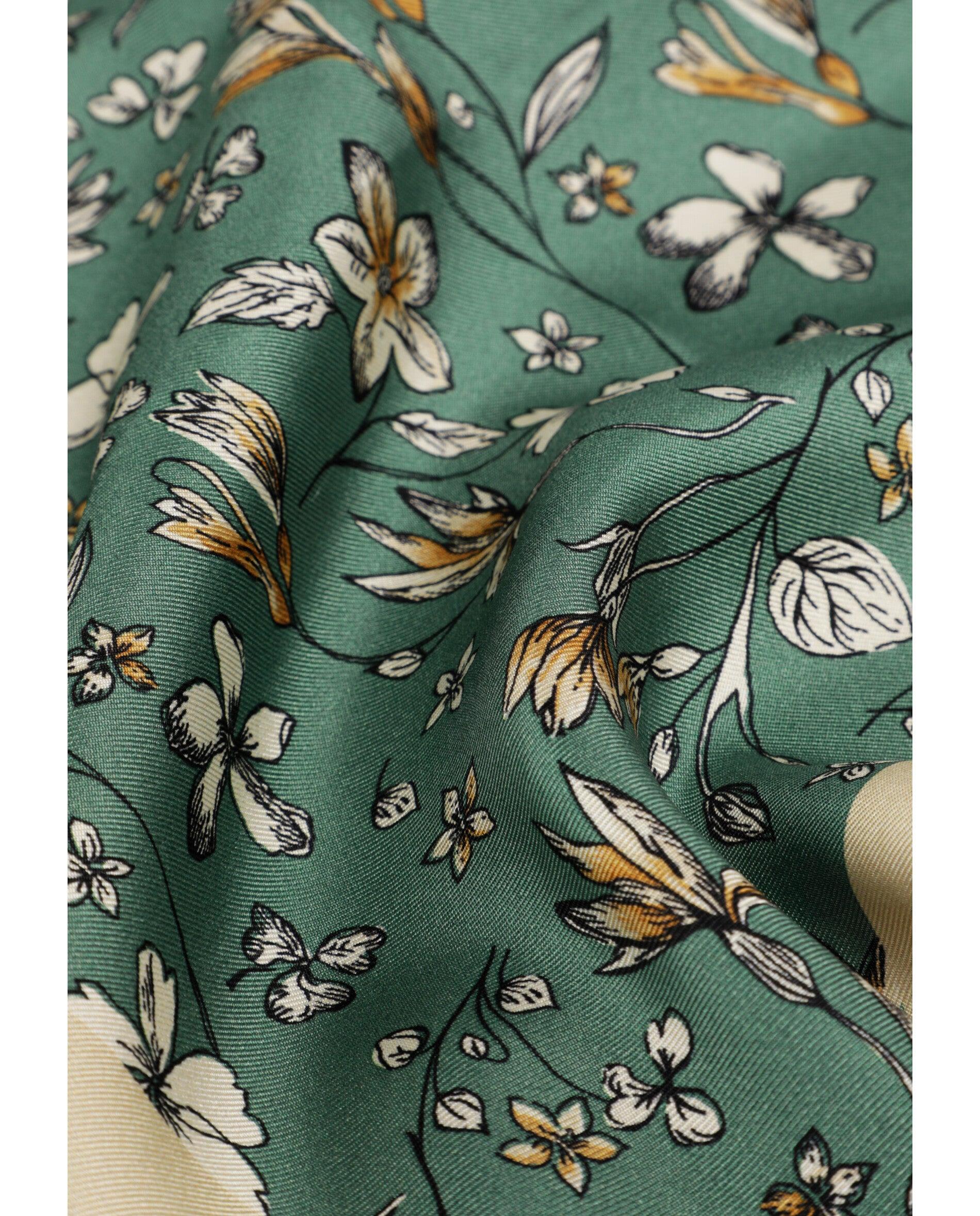 Écharpe de Seda com Estampado Verde-3