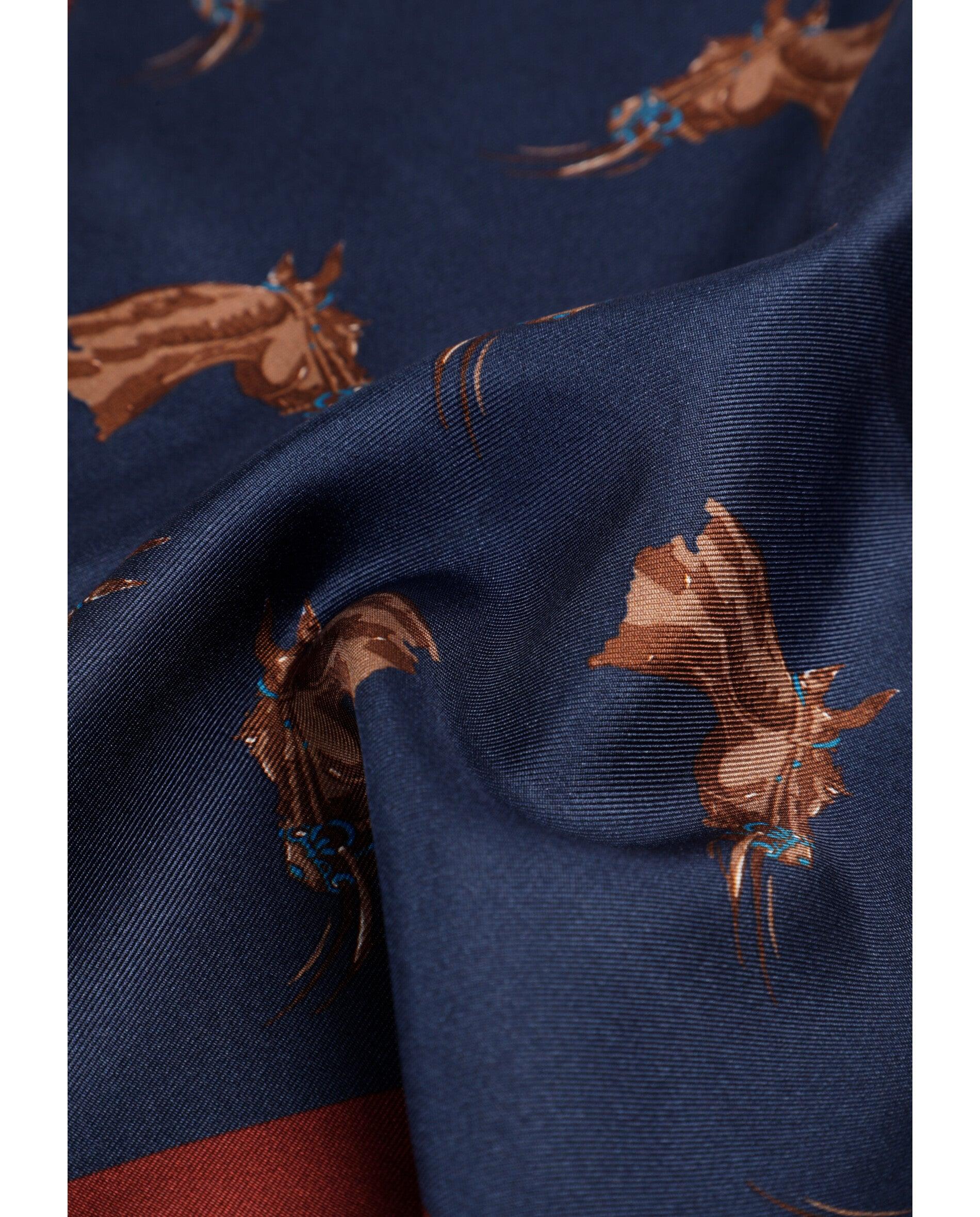 Écharpe de Seda com Estampado Navy-3