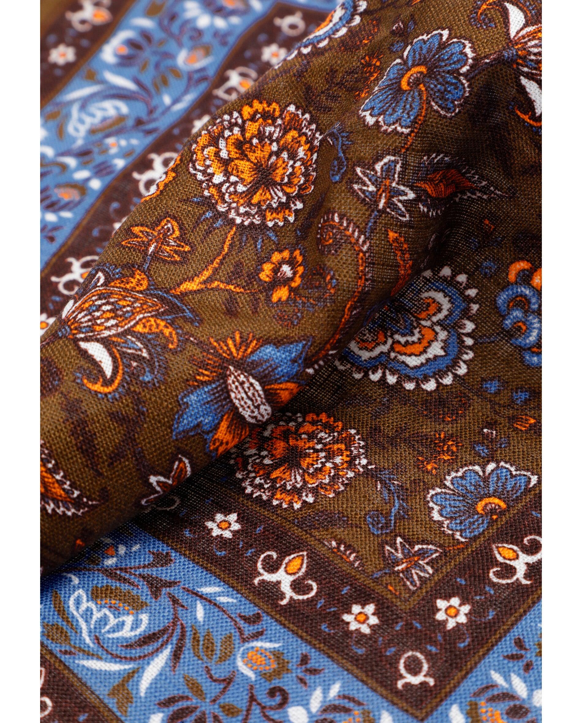 Lenço de Linho com Estampado Floral Verde pardo-3