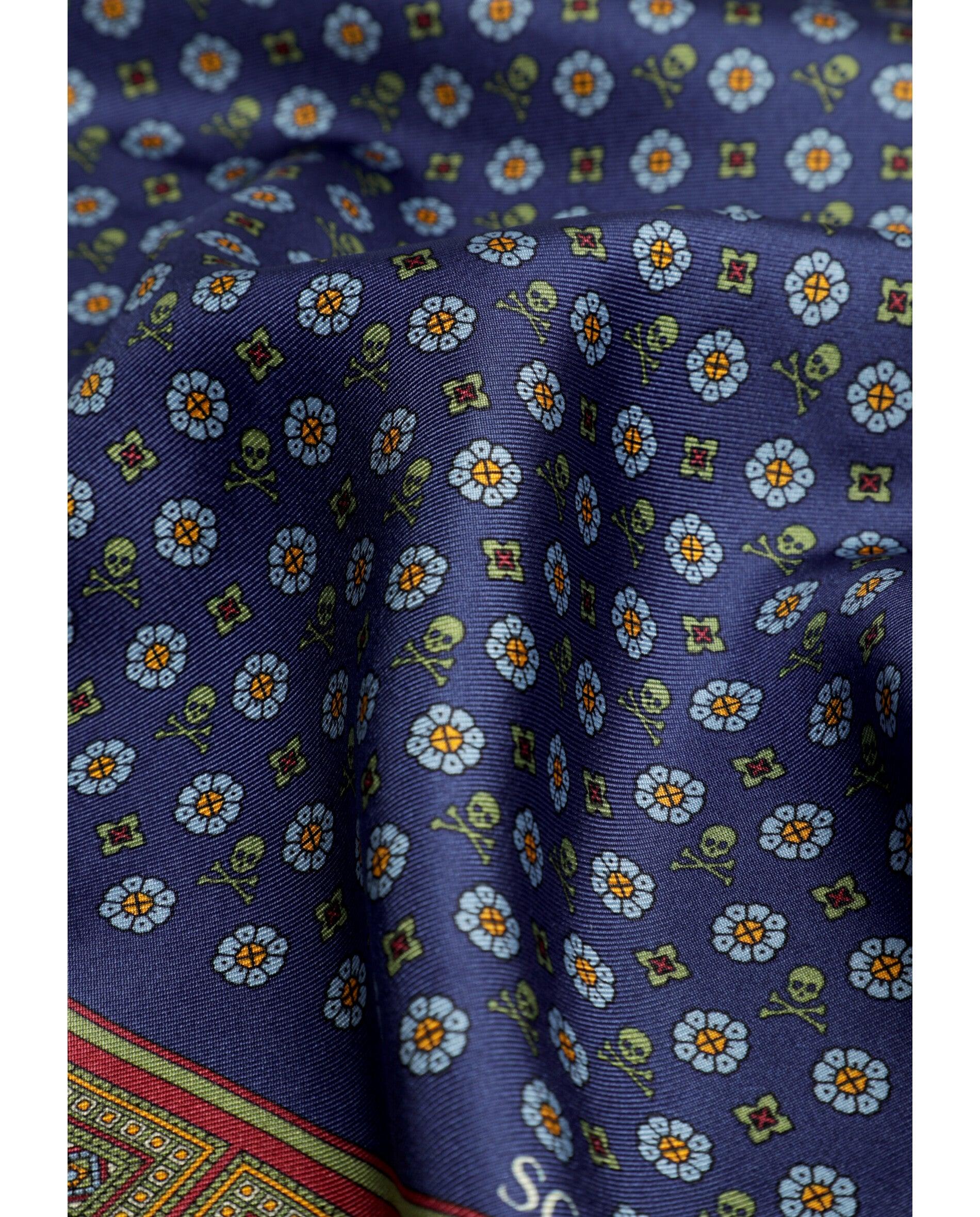 Écharpe de Seda com Estampado Navy-3