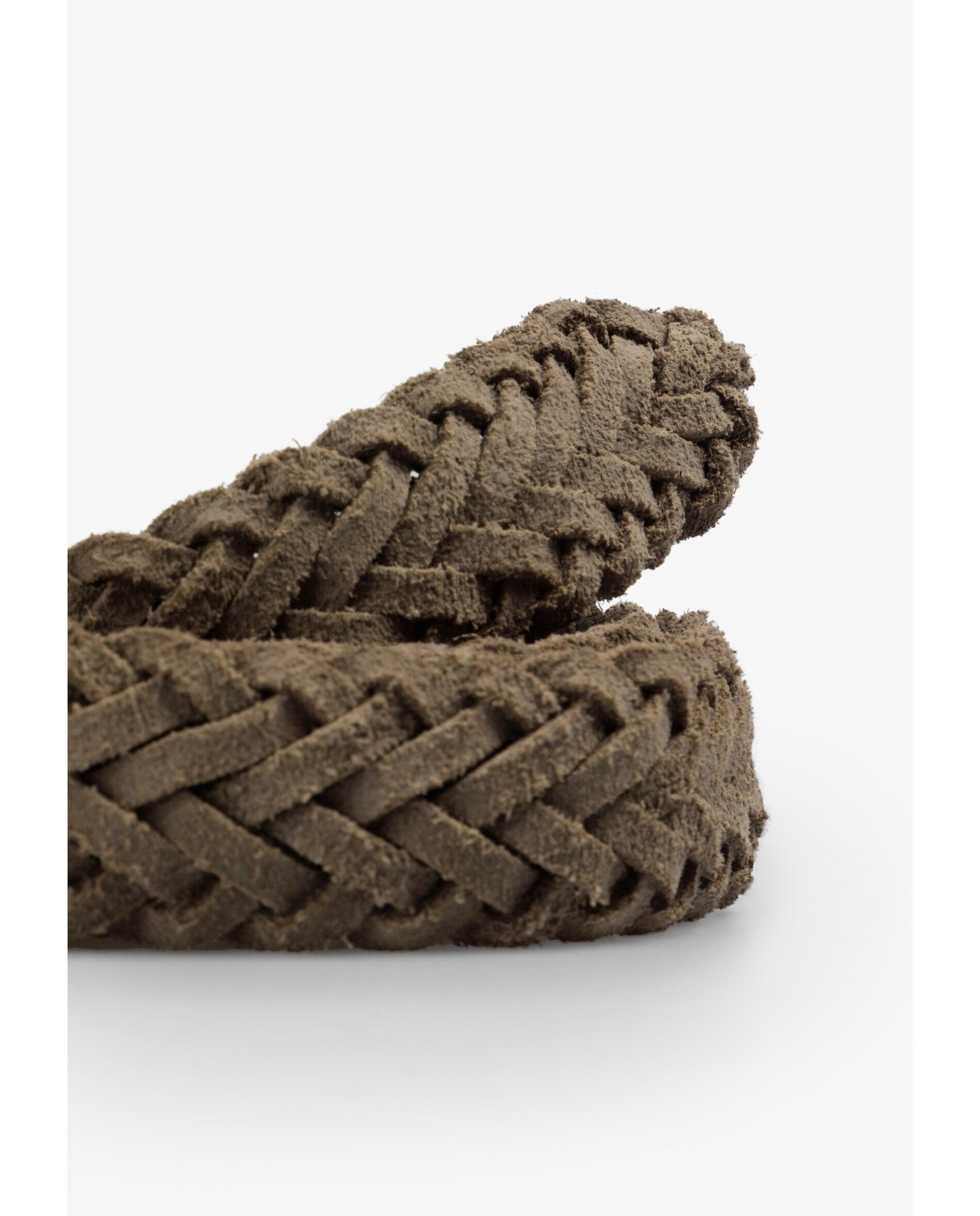 Cinto Entrançado 100% Pele Taupe-4