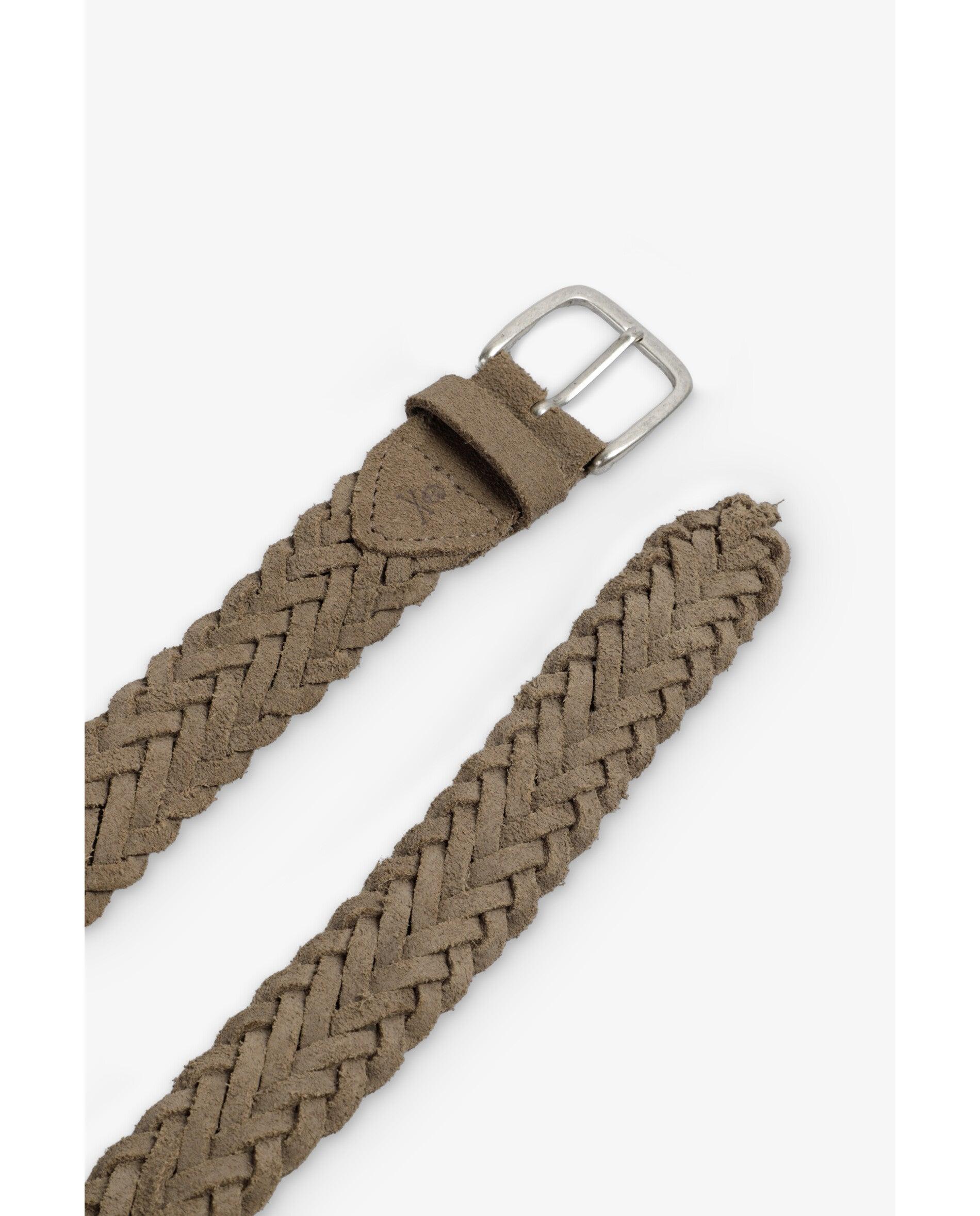 Cinto Entrançado 100% Pele Taupe-5