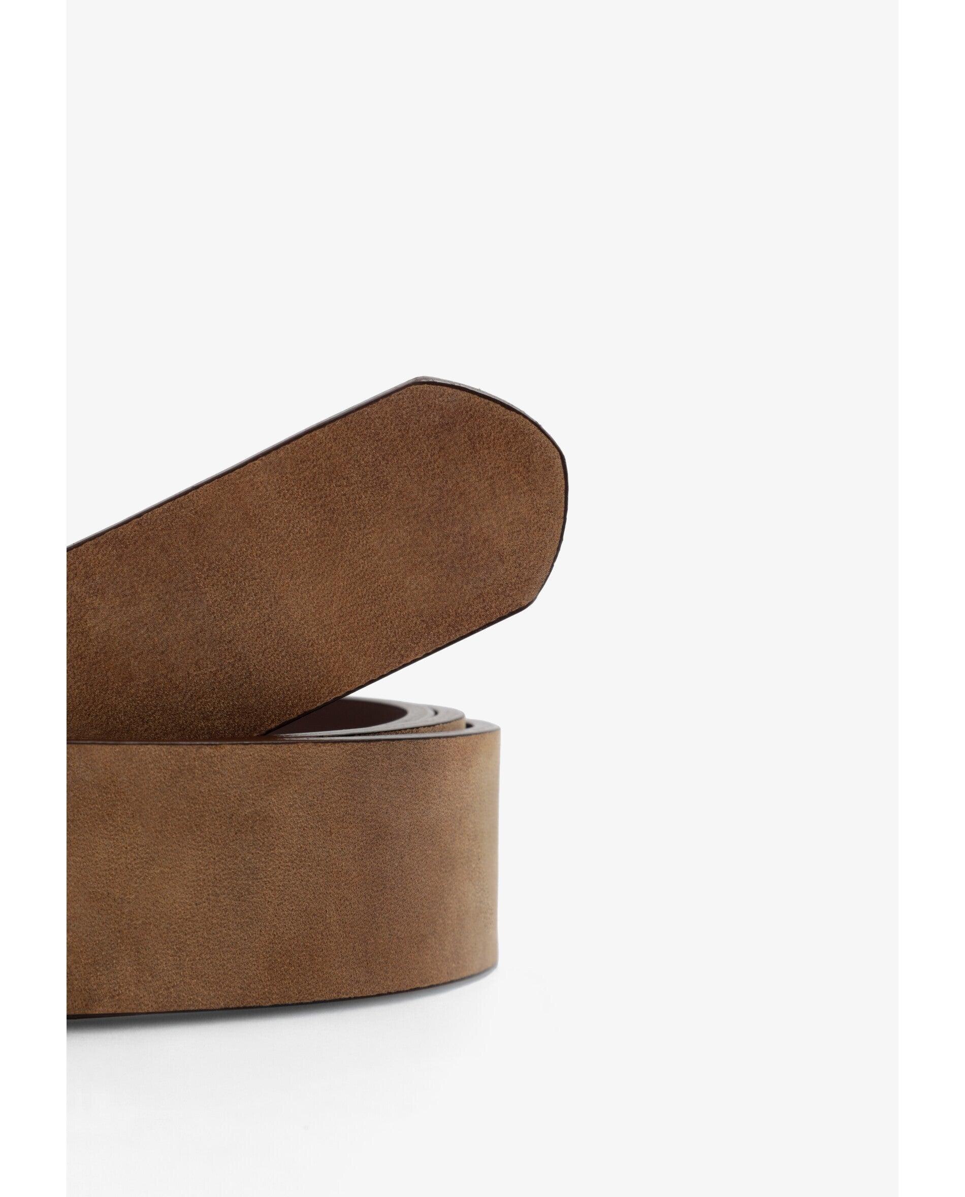 Cinto de Pele com Fivela Metálica Envelhecida Camel-3