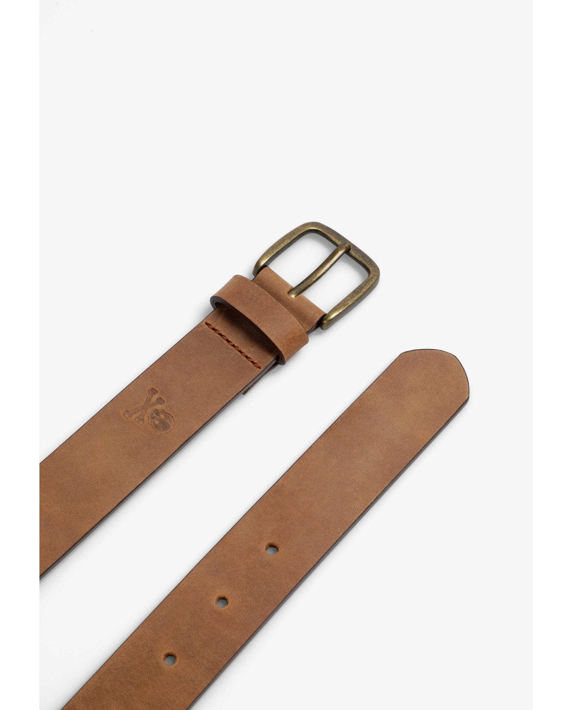 Cinto de Pele com Fivela Metálica Envelhecida Camel-4