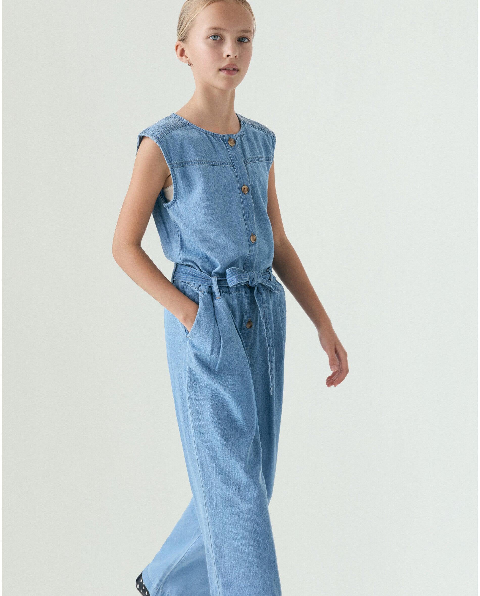 Macacão Infantil Denim sem Mangas Scalpers Índigo-2