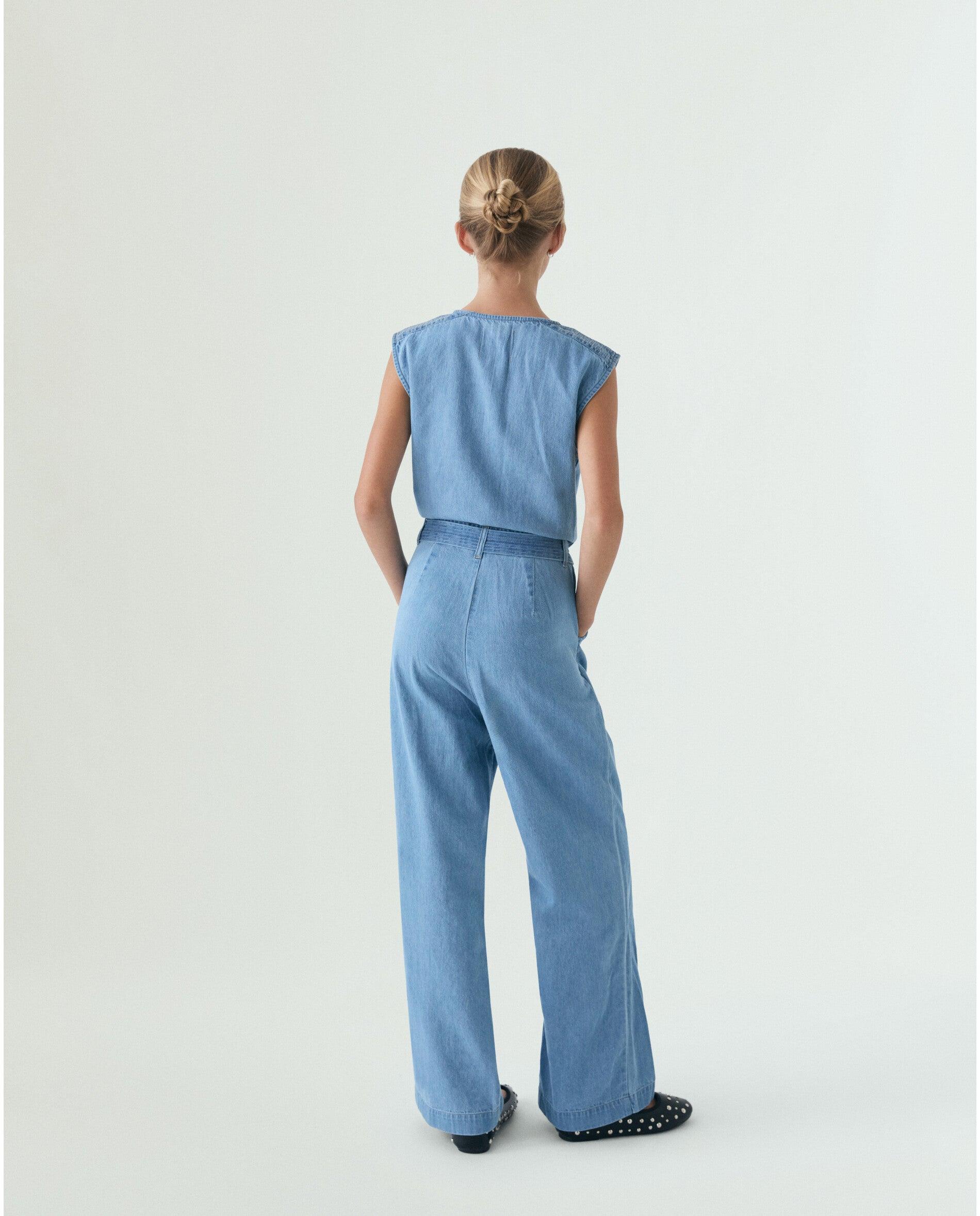Macacão Infantil Denim sem Mangas Scalpers Índigo-3