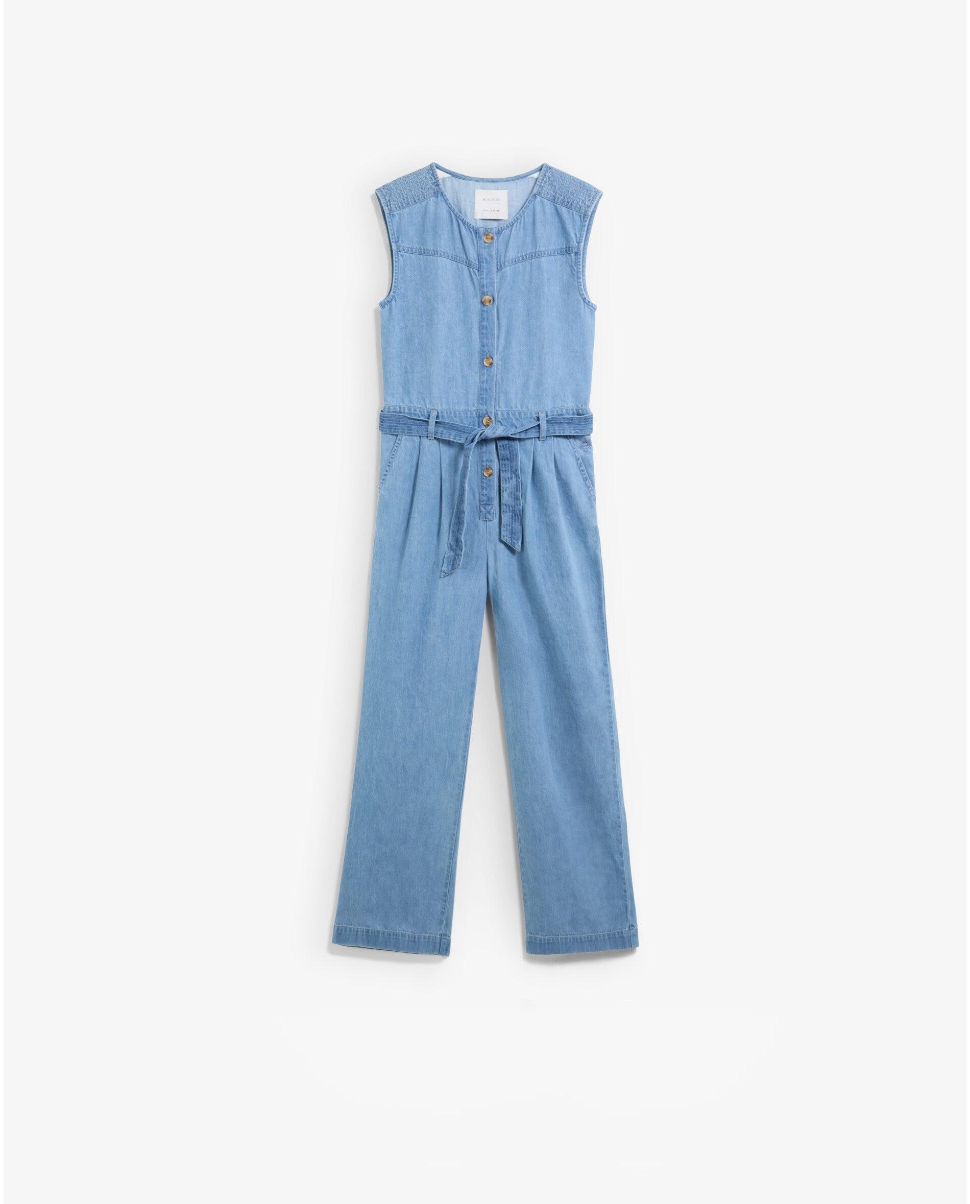 Macacão Infantil Denim sem Mangas Scalpers Índigo-4