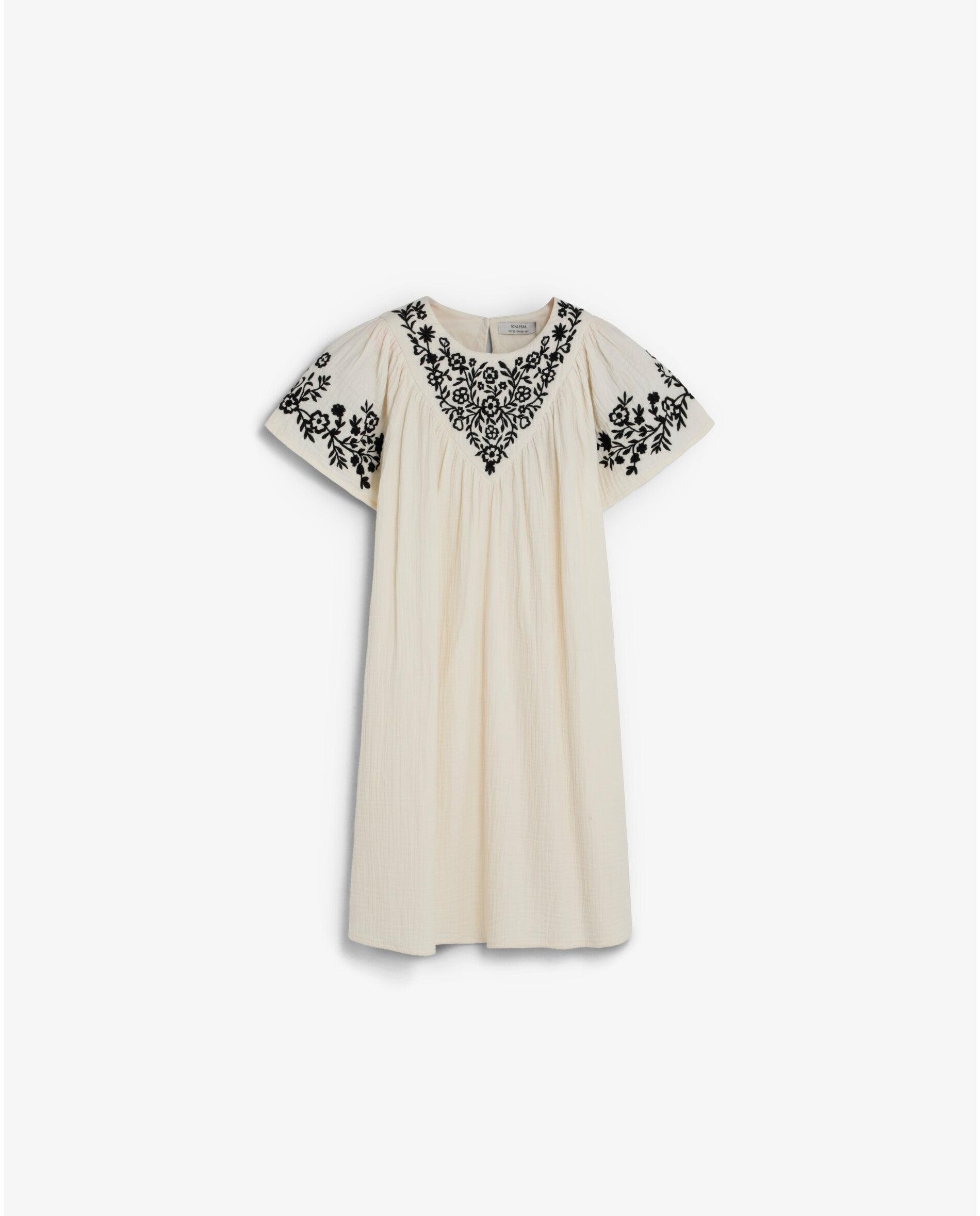 Imagem 0 de Vestido Infantil de Manga Curta com Bordado Floral