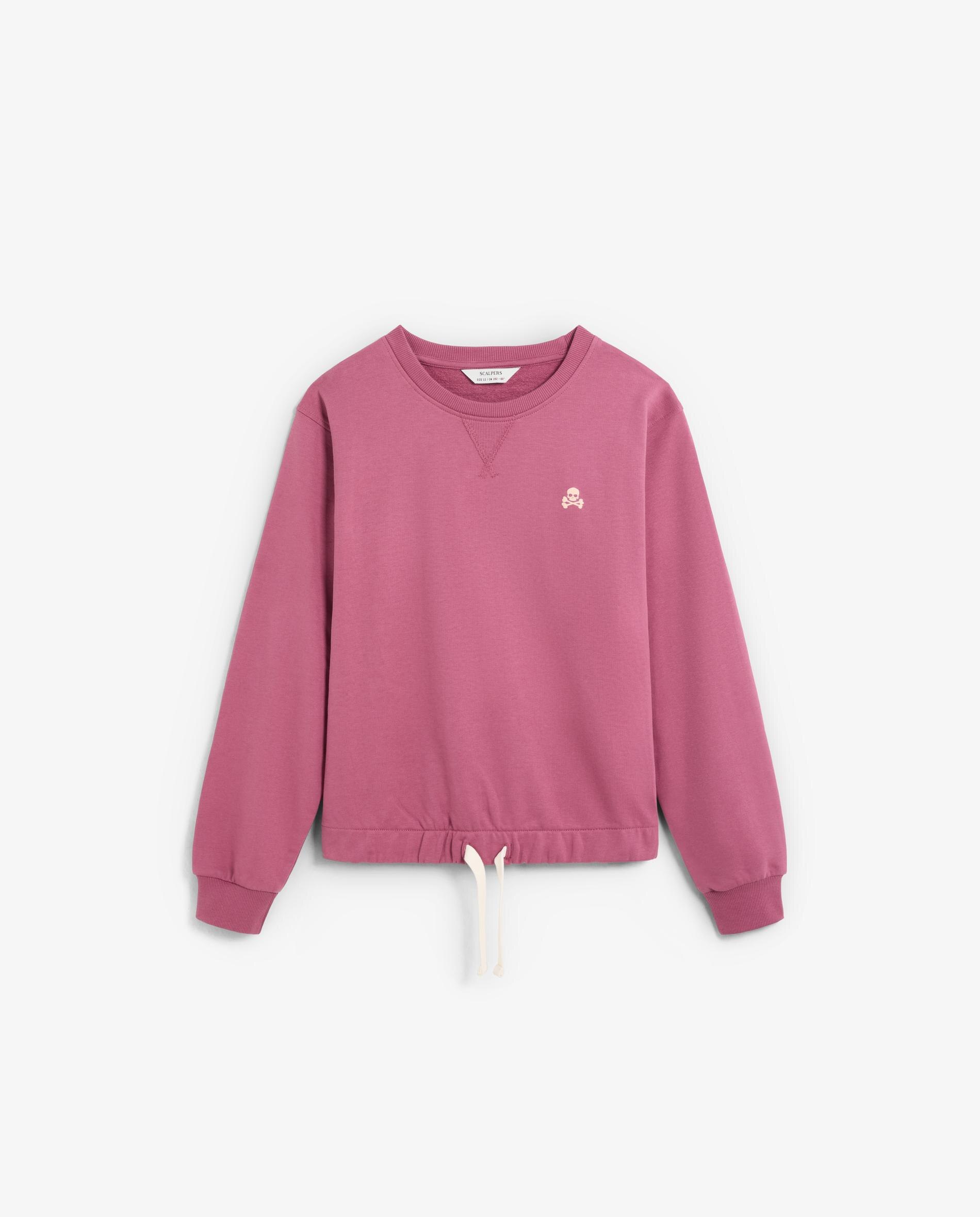 Sweatshirt sem Capuz Infantil com Print Posterior e Bainha Ajustável Scalpers Malva-4