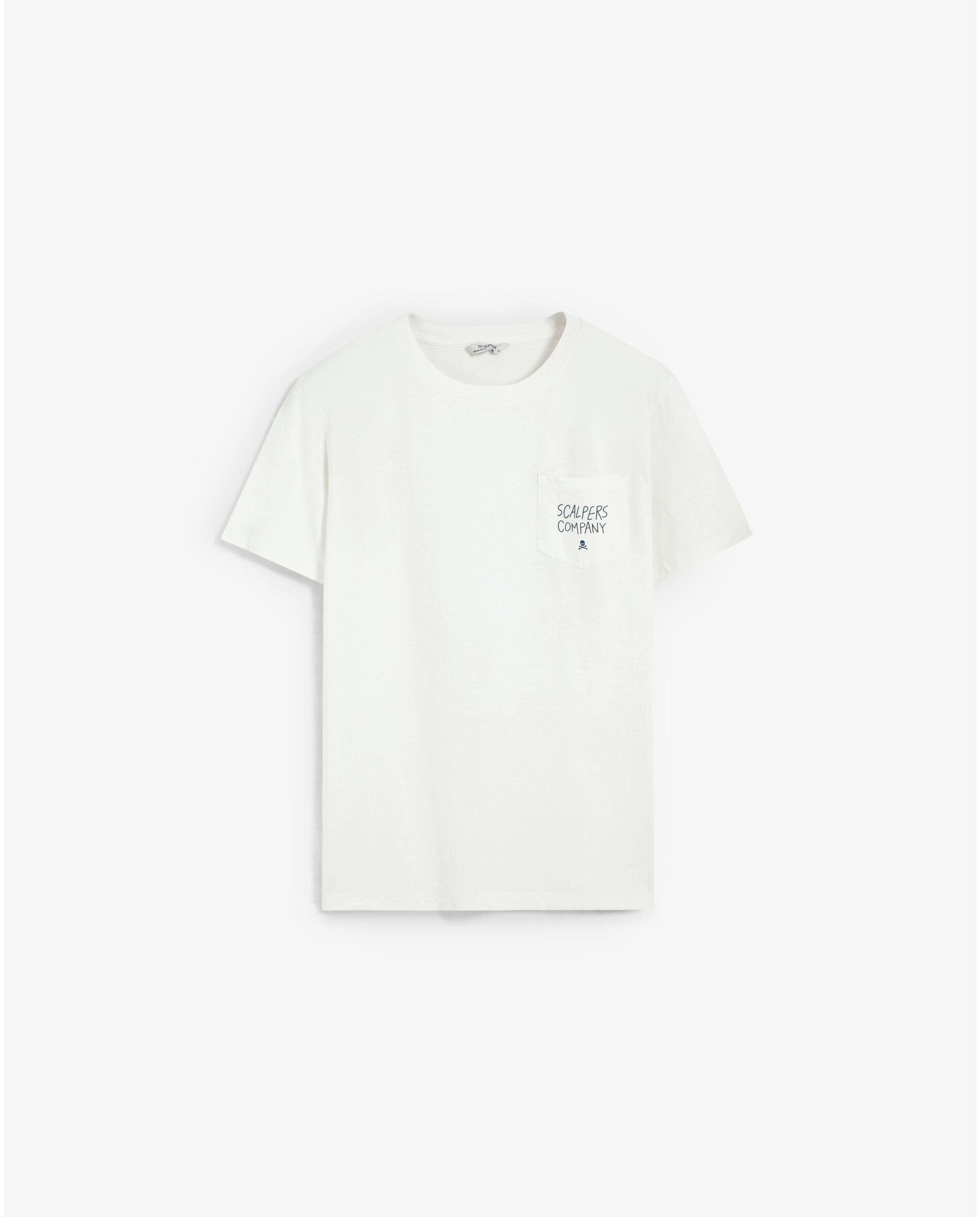 T-shirt de Manga Curta com Texto Posterior Marfim-5