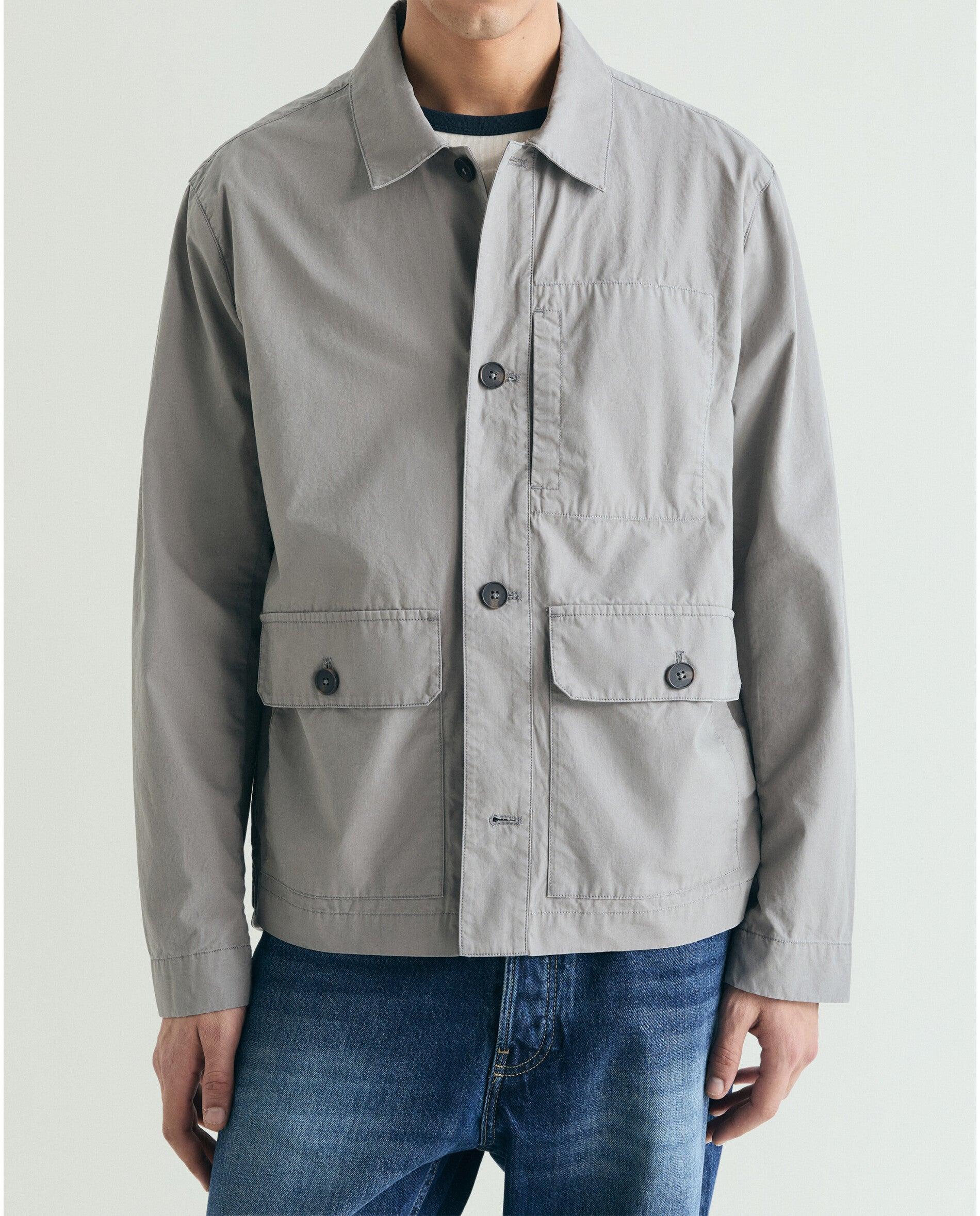 Sobrecamisa com Bolsos e Fecho de Botões Cinzento-2