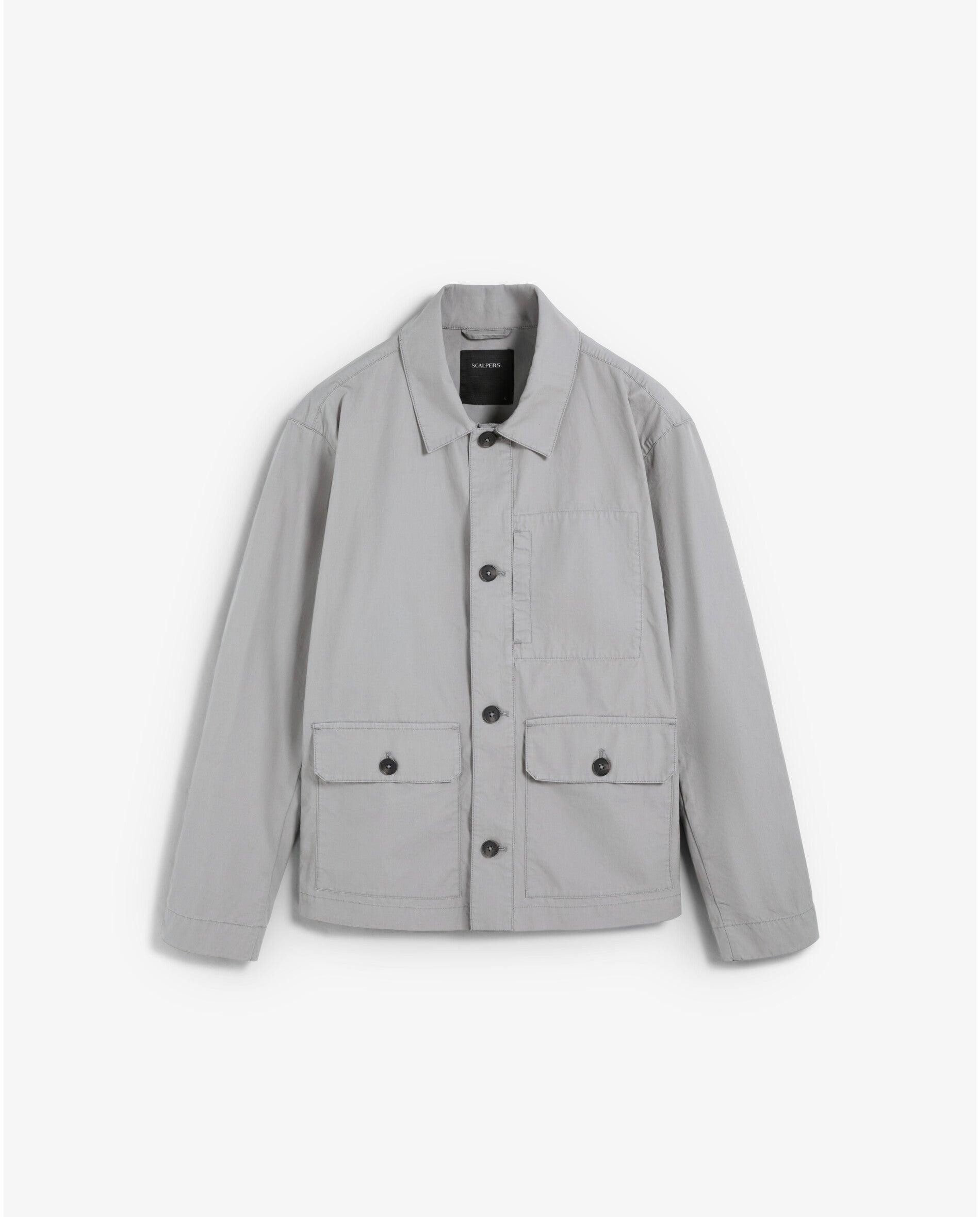 Sobrecamisa com Bolsos e Fecho de Botões Cinzento-7