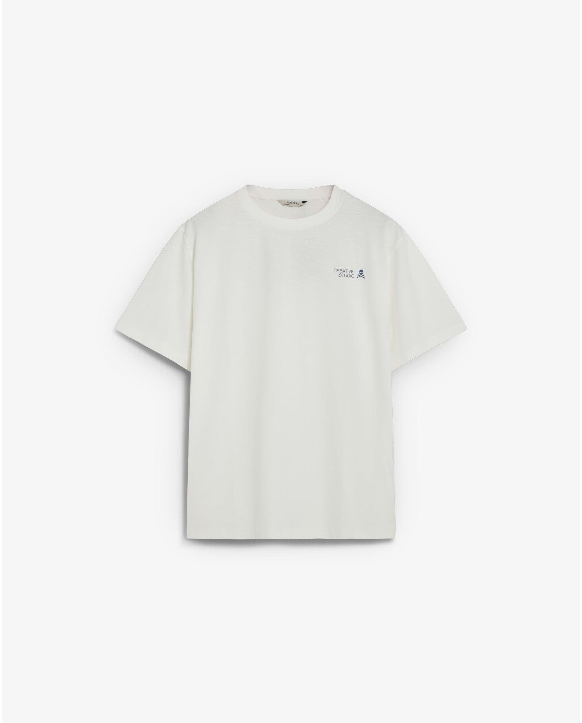 T-shirt de Manga Curta com Letreiro Posterior Branco-1