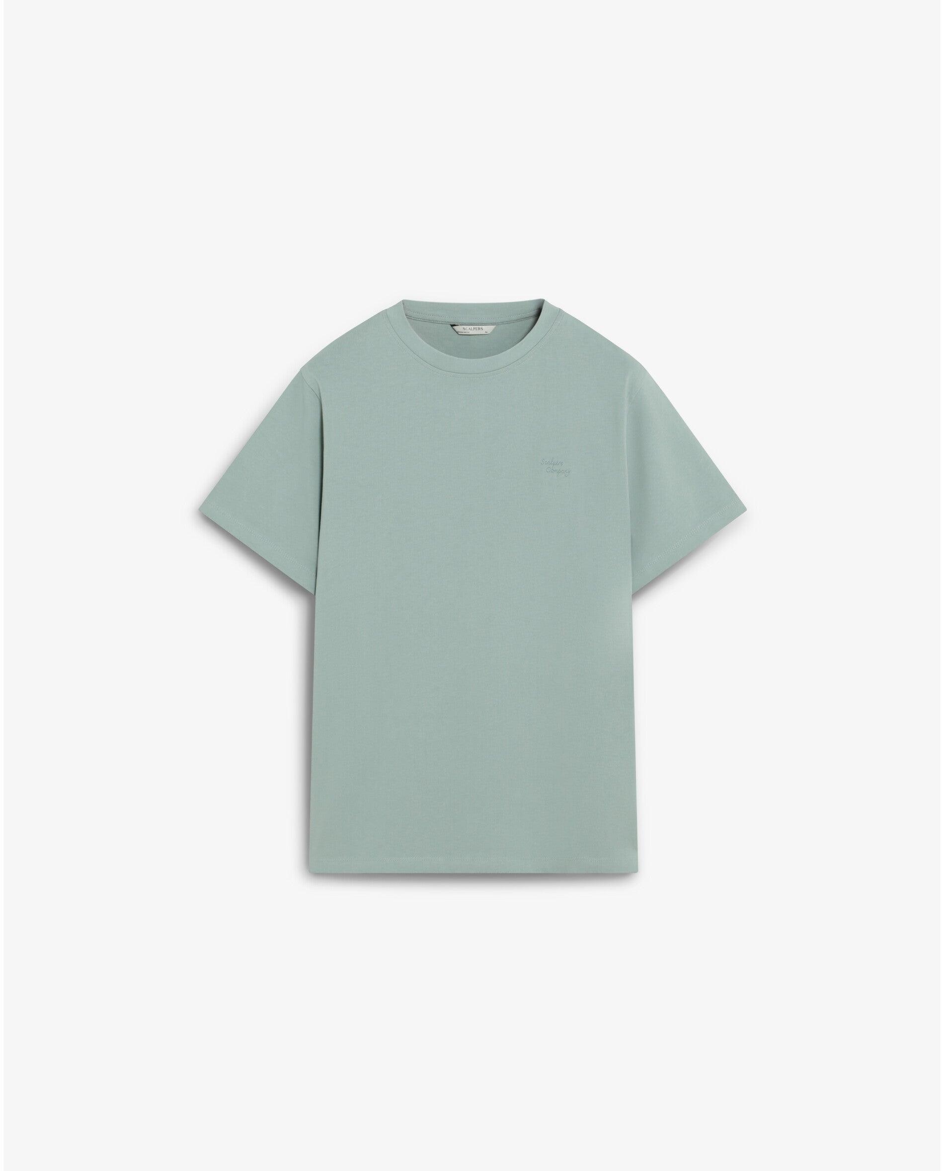 T-shirt Básica de Manga Curta Verde Água-1