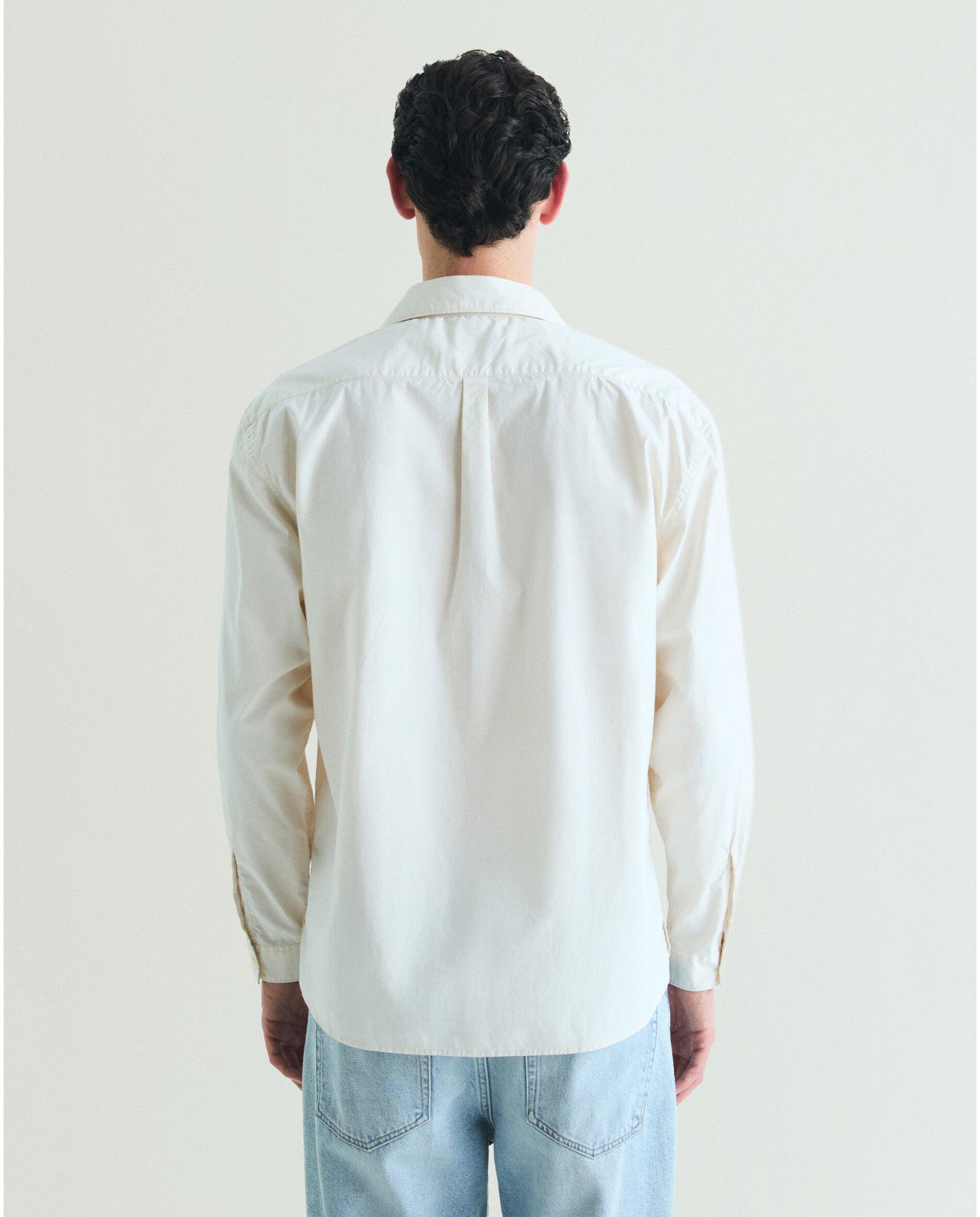 Camisa Regular Fit com Bolso no Peito Creme-2