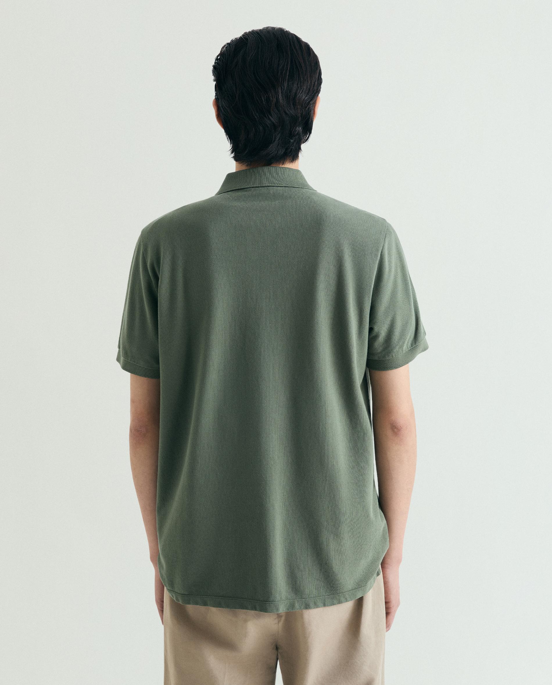 Polo Piqué de Manga Curta Regular Fit Verde-militar-2