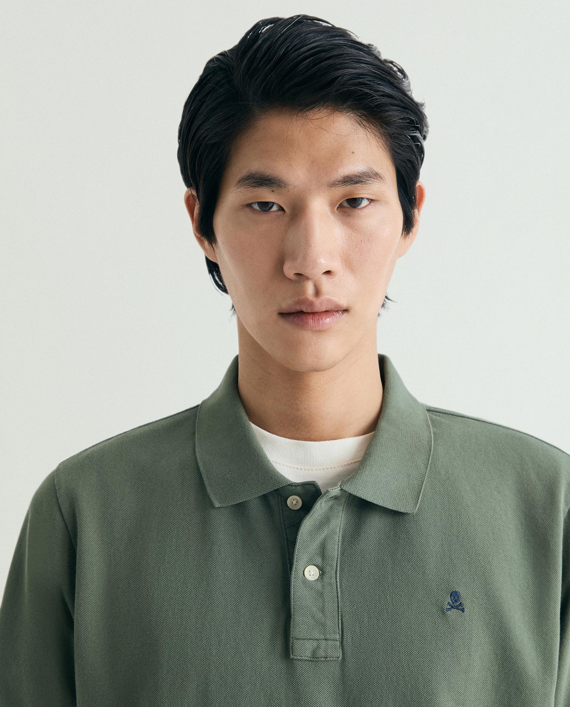 Polo Piqué de Manga Curta Regular Fit Verde-militar-4