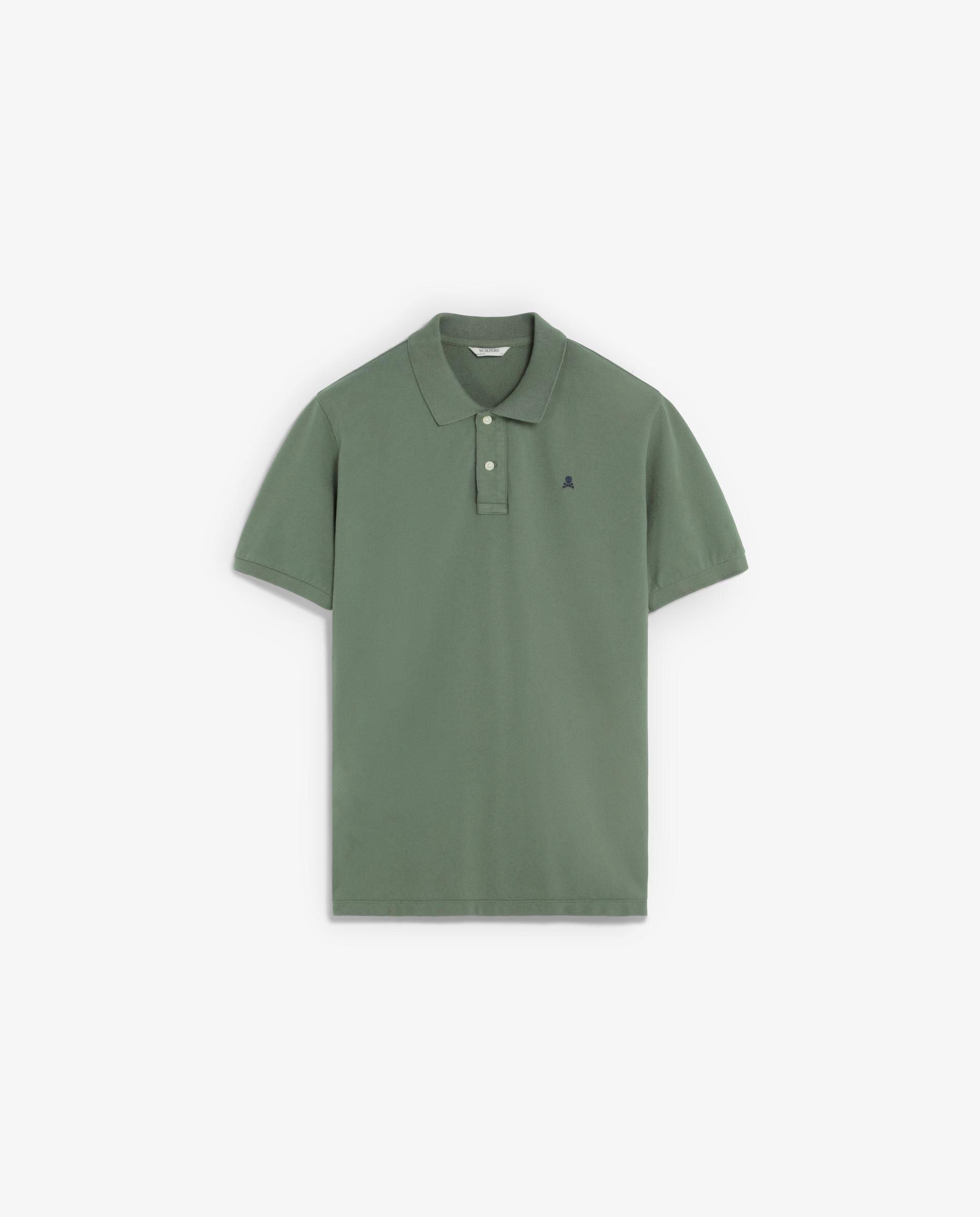 Polo Piqué de Manga Curta Regular Fit Verde-militar-5