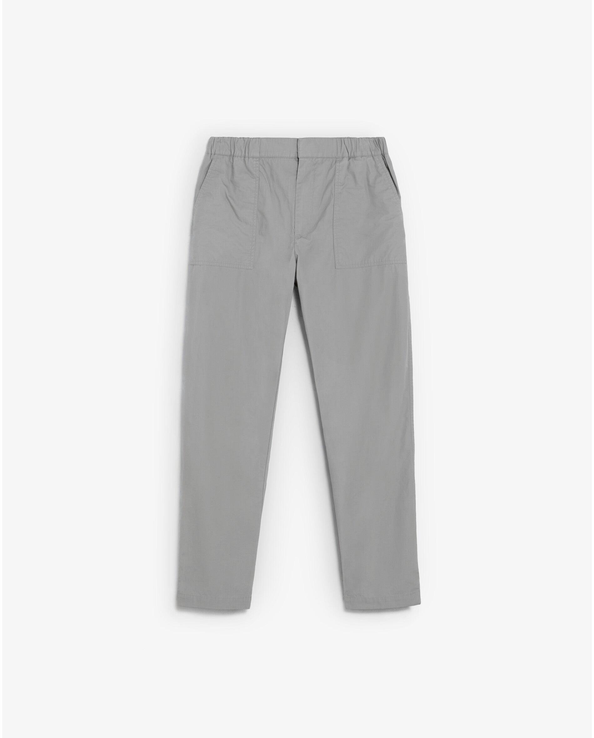 Calças Chino com Cintura Elástica e Bolsos Patch Cinzento-4