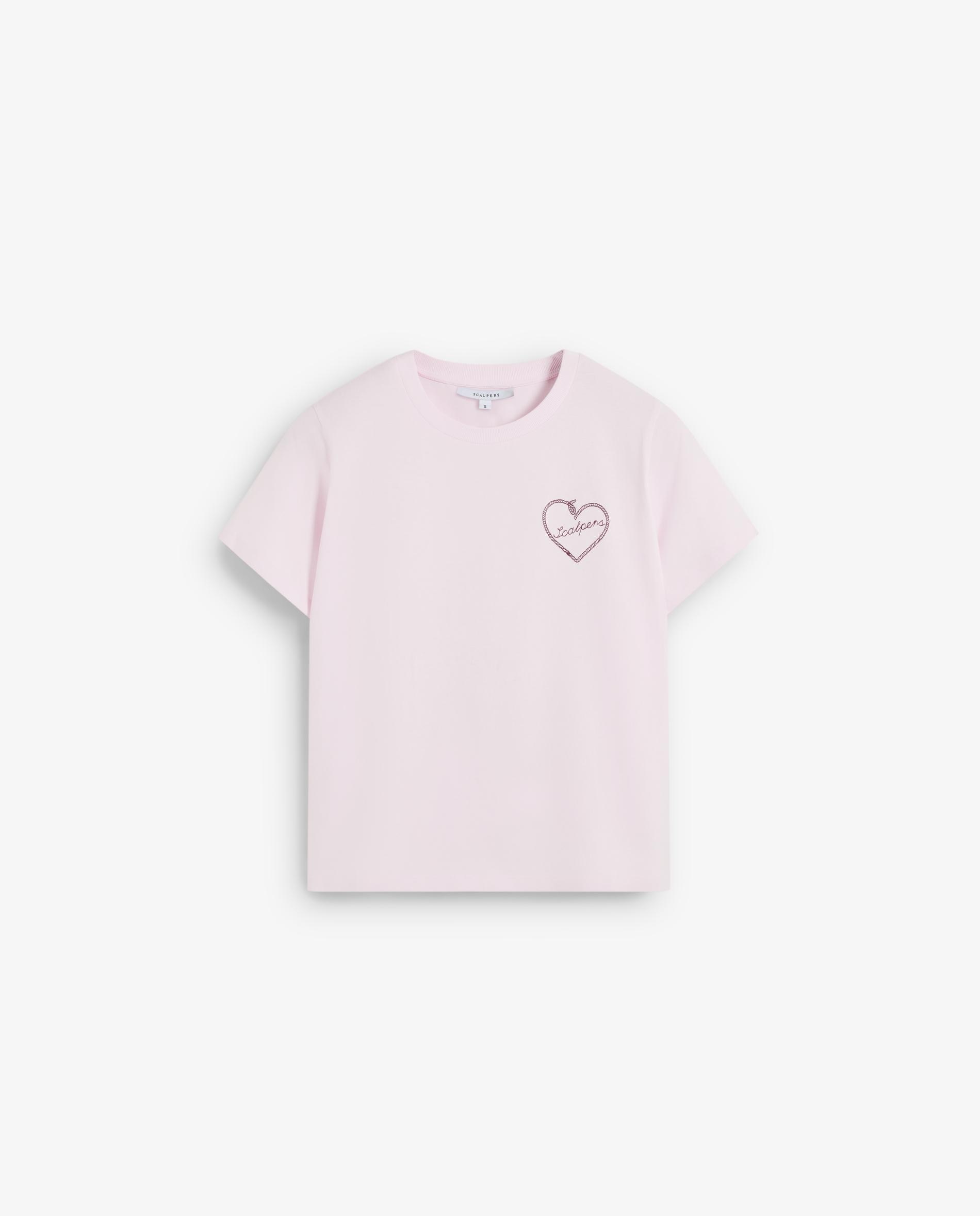 T-shirt de Manga Curta com Bordado Posterior Rosa-claro-7