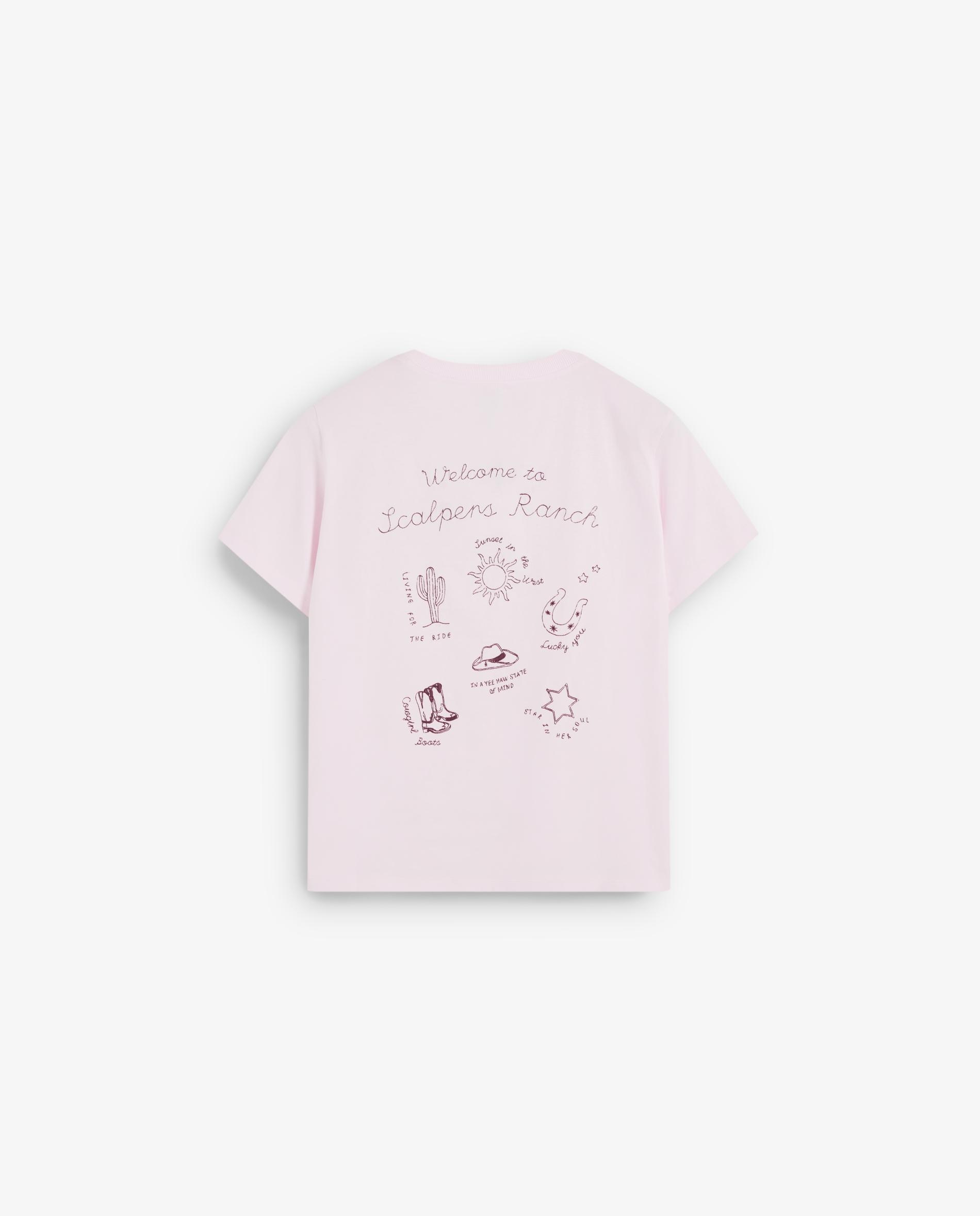 T-shirt de Manga Curta com Bordado Posterior Rosa-claro-8
