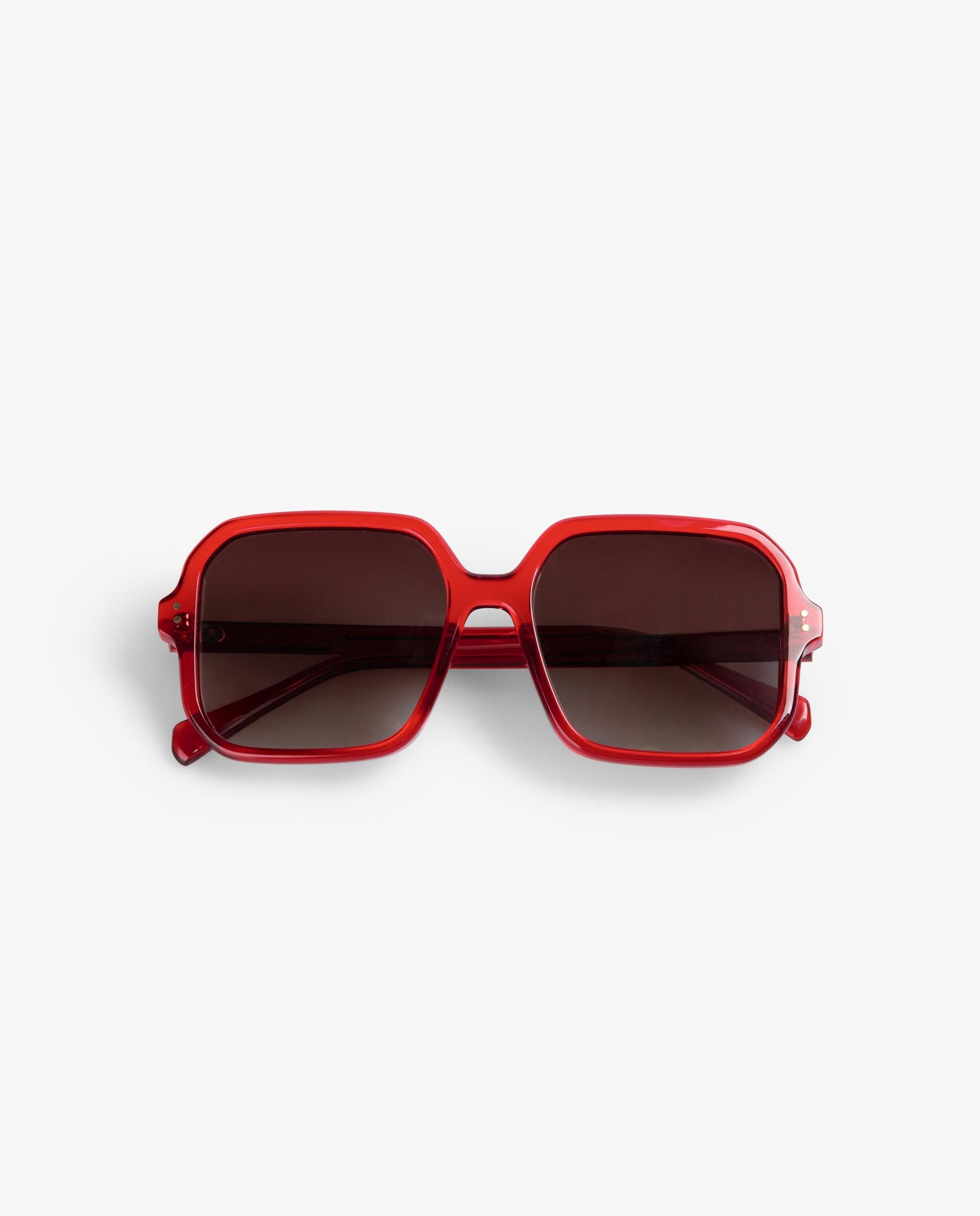 Óculos de Sol de Acetato Quadrados Vermelho-3