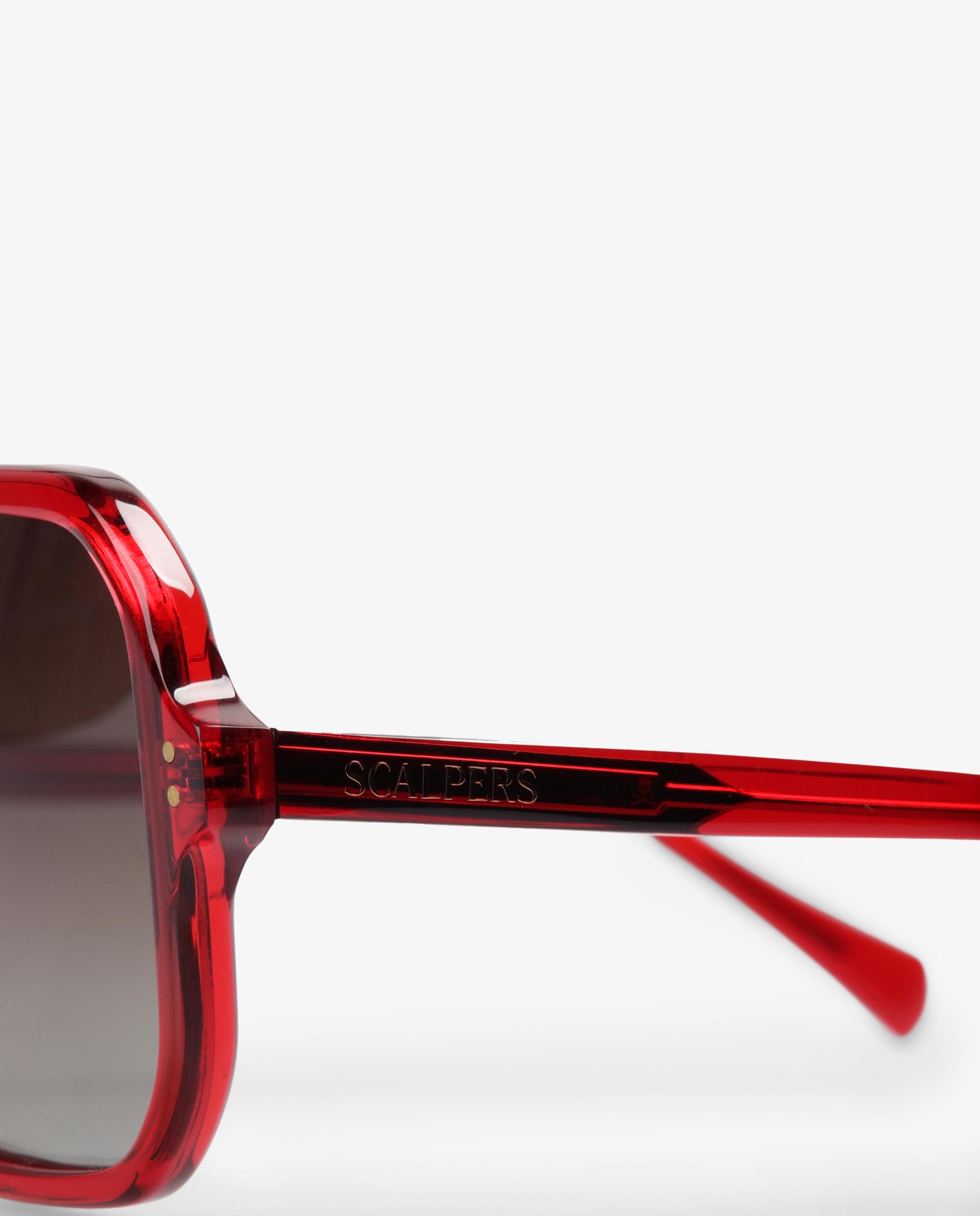 Óculos de Sol de Acetato Quadrados Vermelho-4