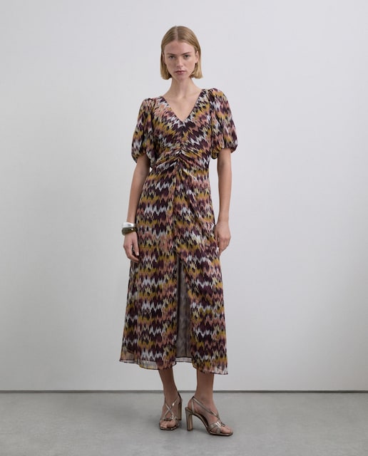 Imagem 0 de Vestido Estampado com Mangas Curtas Abalonadas