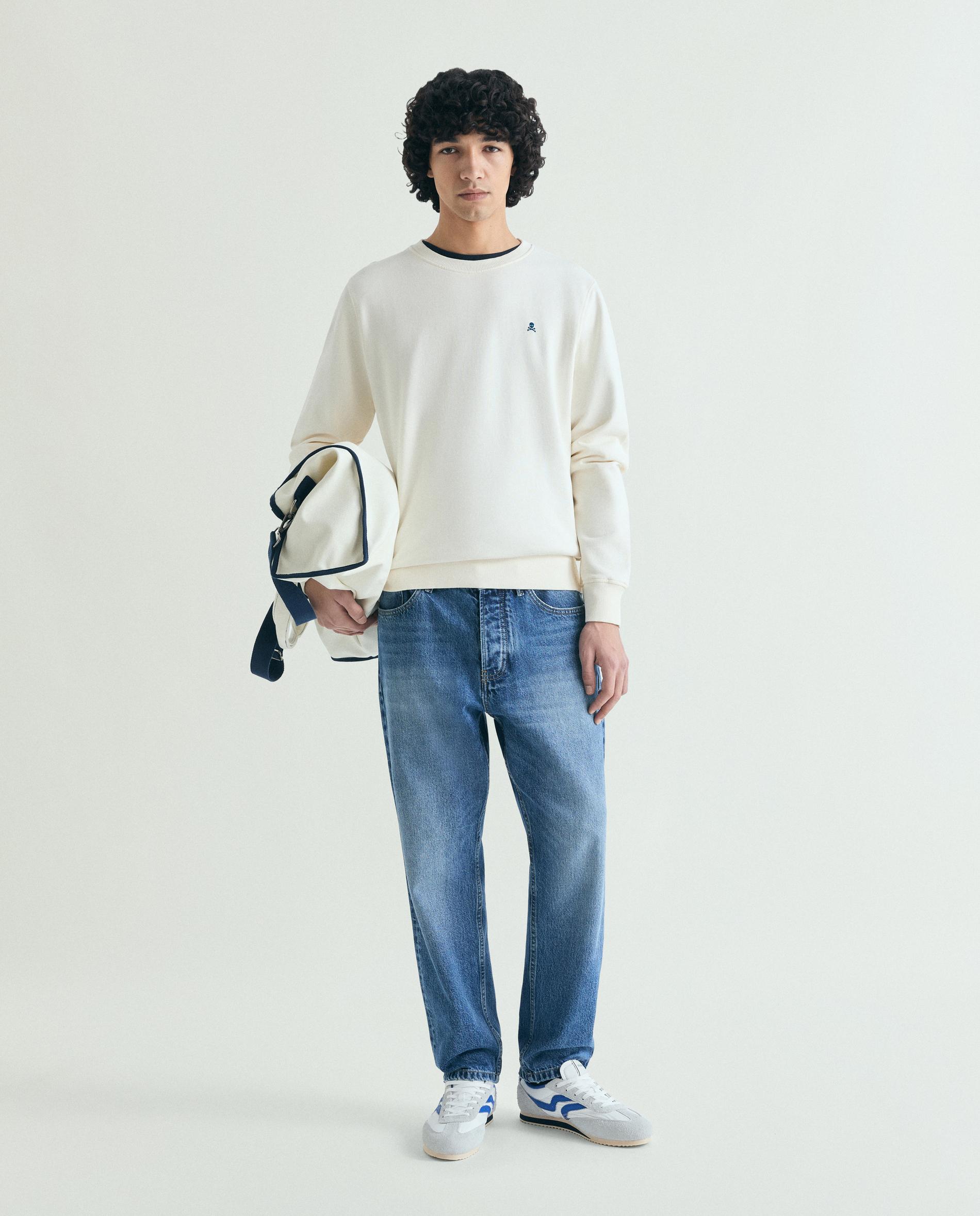 Sweatshirt sem Capuz com Logo Posterior Branco-3
