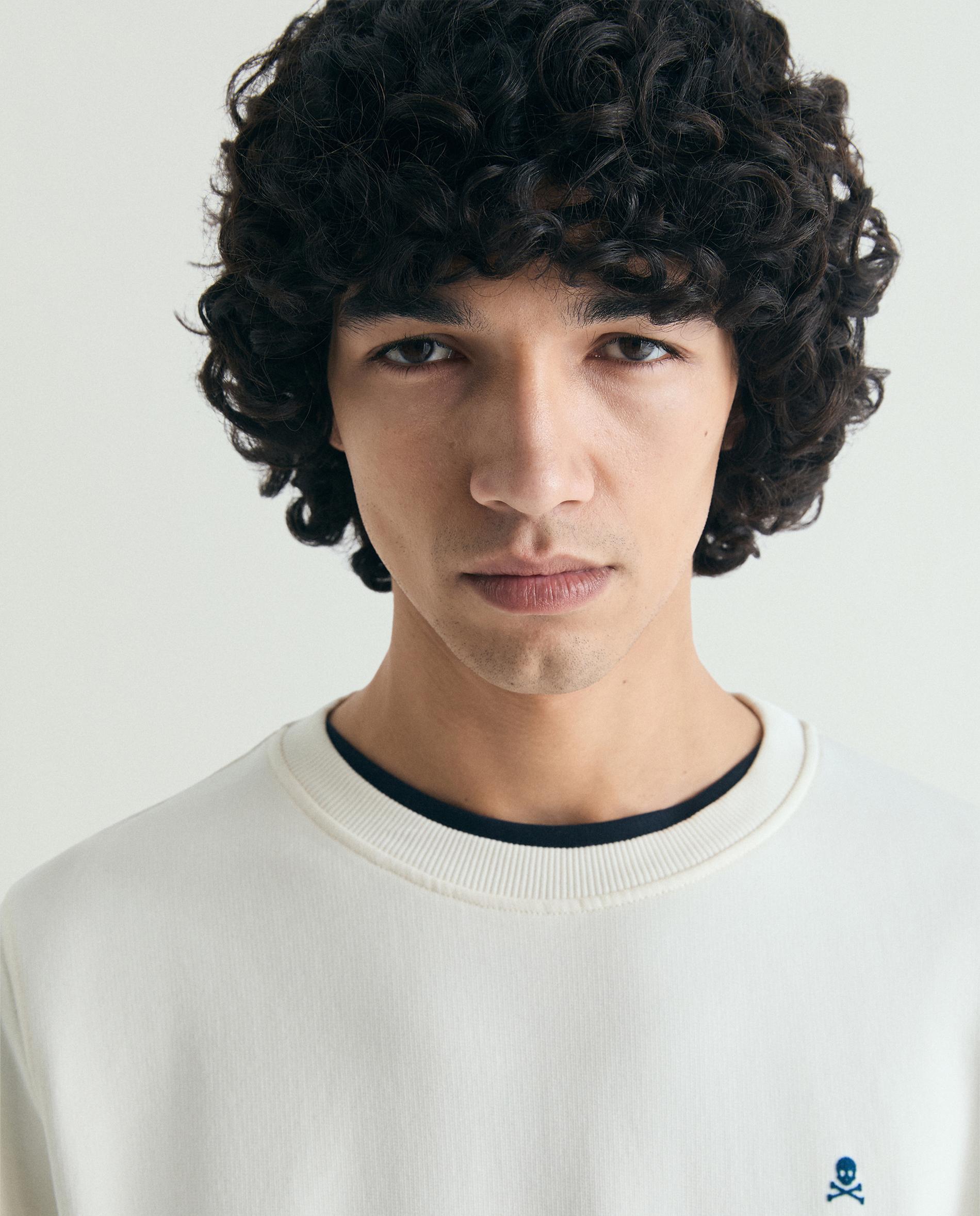 Sweatshirt sem Capuz com Logo Posterior Branco-4