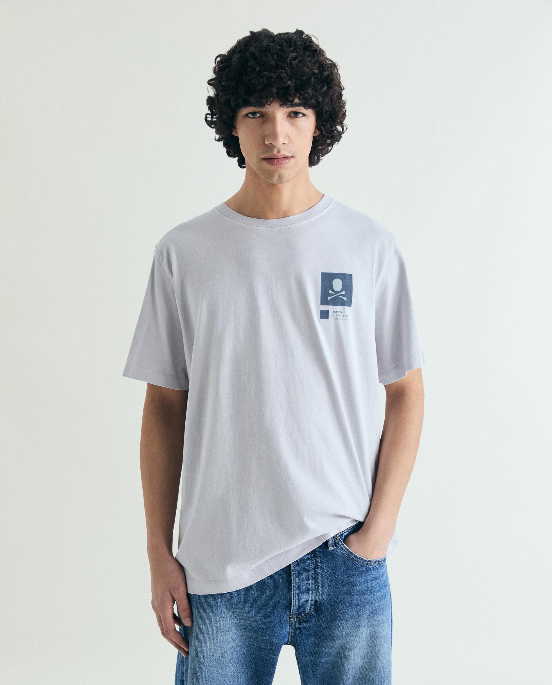T-shirt de Manga Curta com Print Posterior e no Peito Malva-1