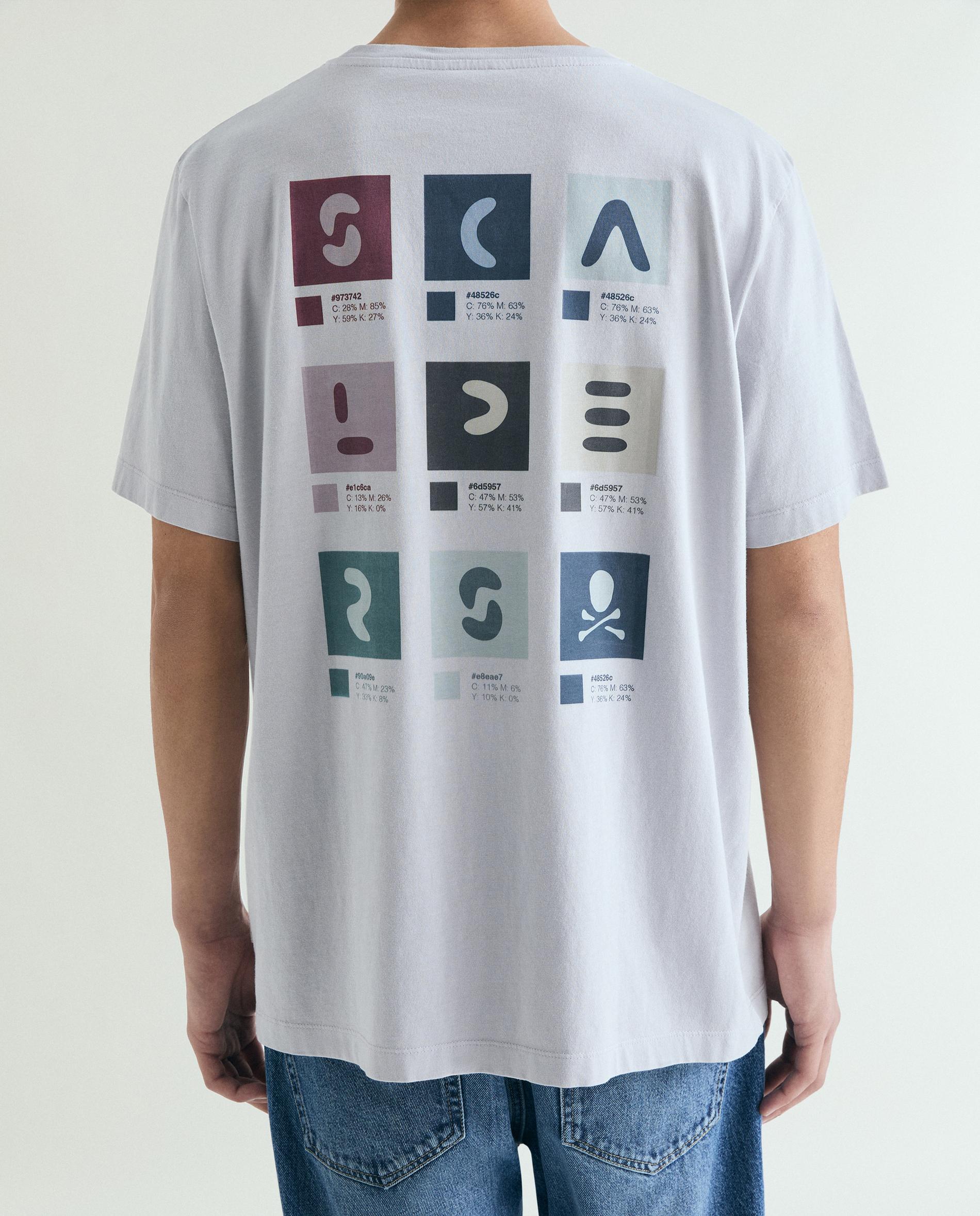 T-shirt de Manga Curta com Print Posterior e no Peito Malva-3