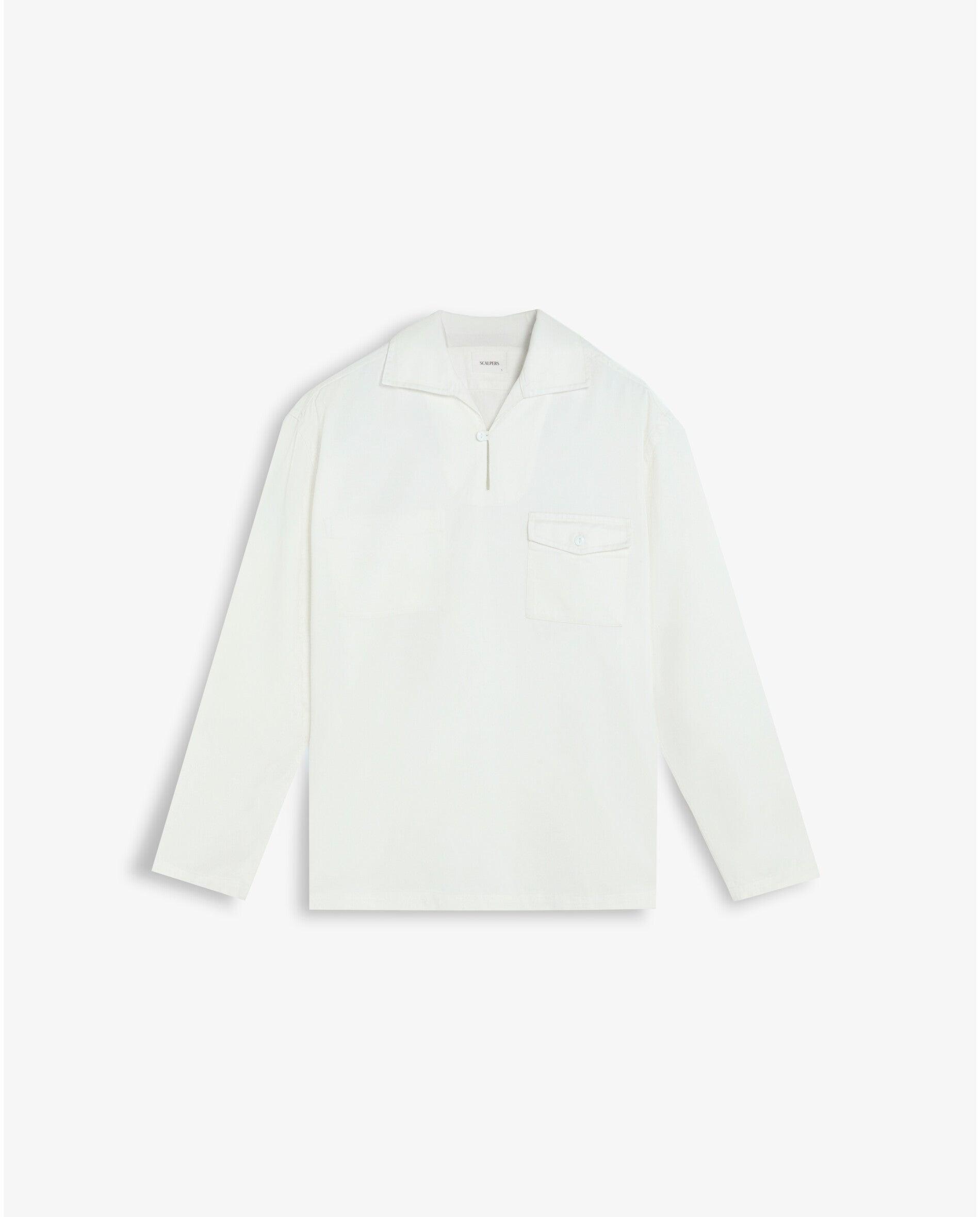 Camisa Regular Fit Tipo Polera com Bolso Marfim-5