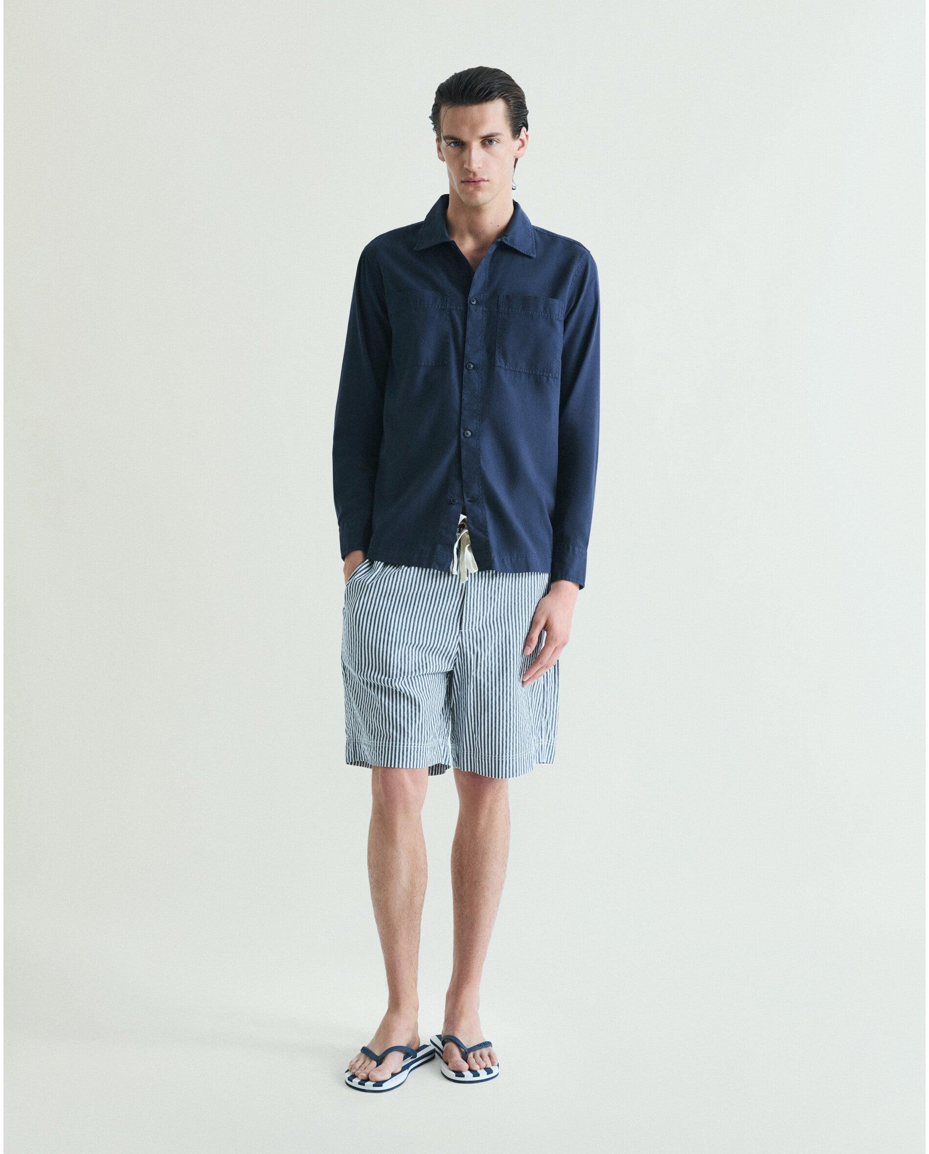 Camisa Regular Fit com Bolsos no Peito Navy-3