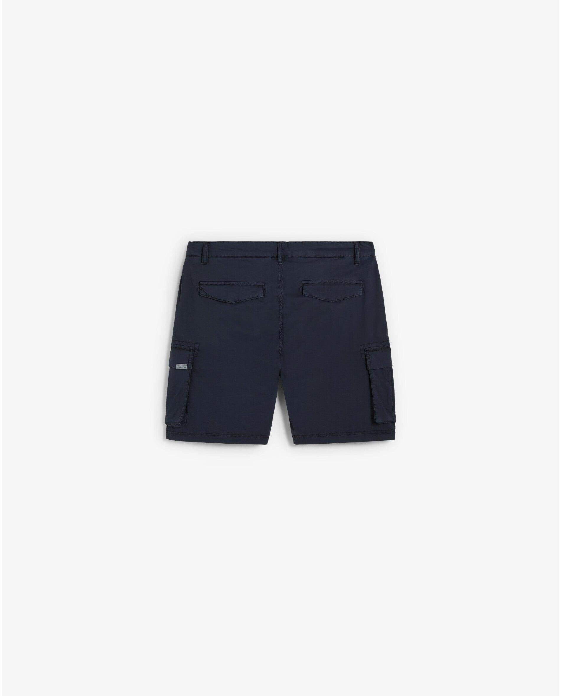 Bermudas com Bolsos Cargo e Presilhas na Cintura Azul-marinho-2