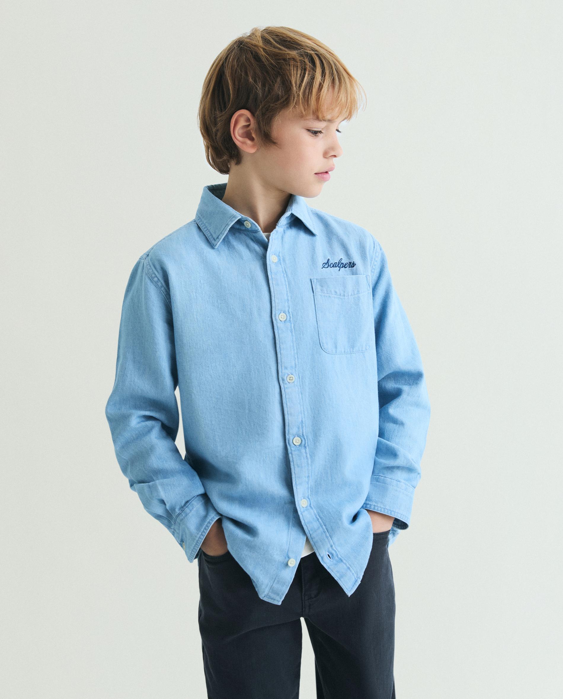 Imagem 0 de Camisa Infantil Denim com Bolso