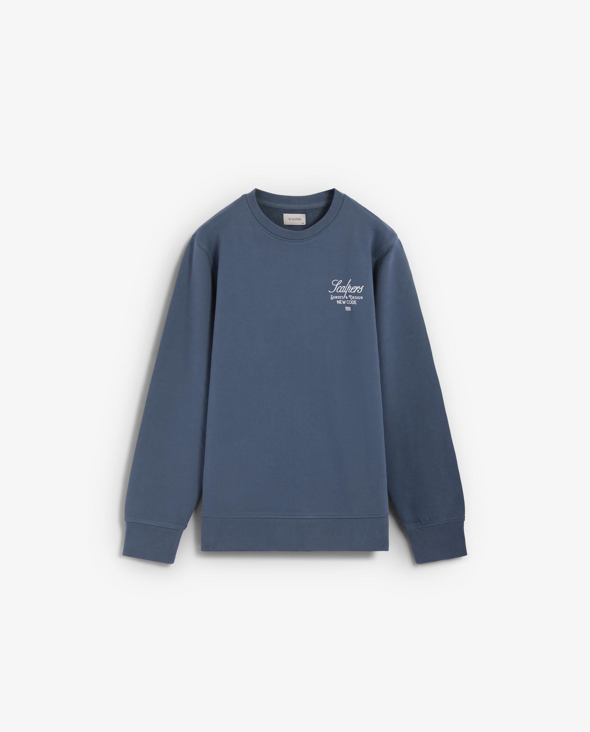 Sweatshirt com Gola Redonda e Print Posterior Azul-índigo-1