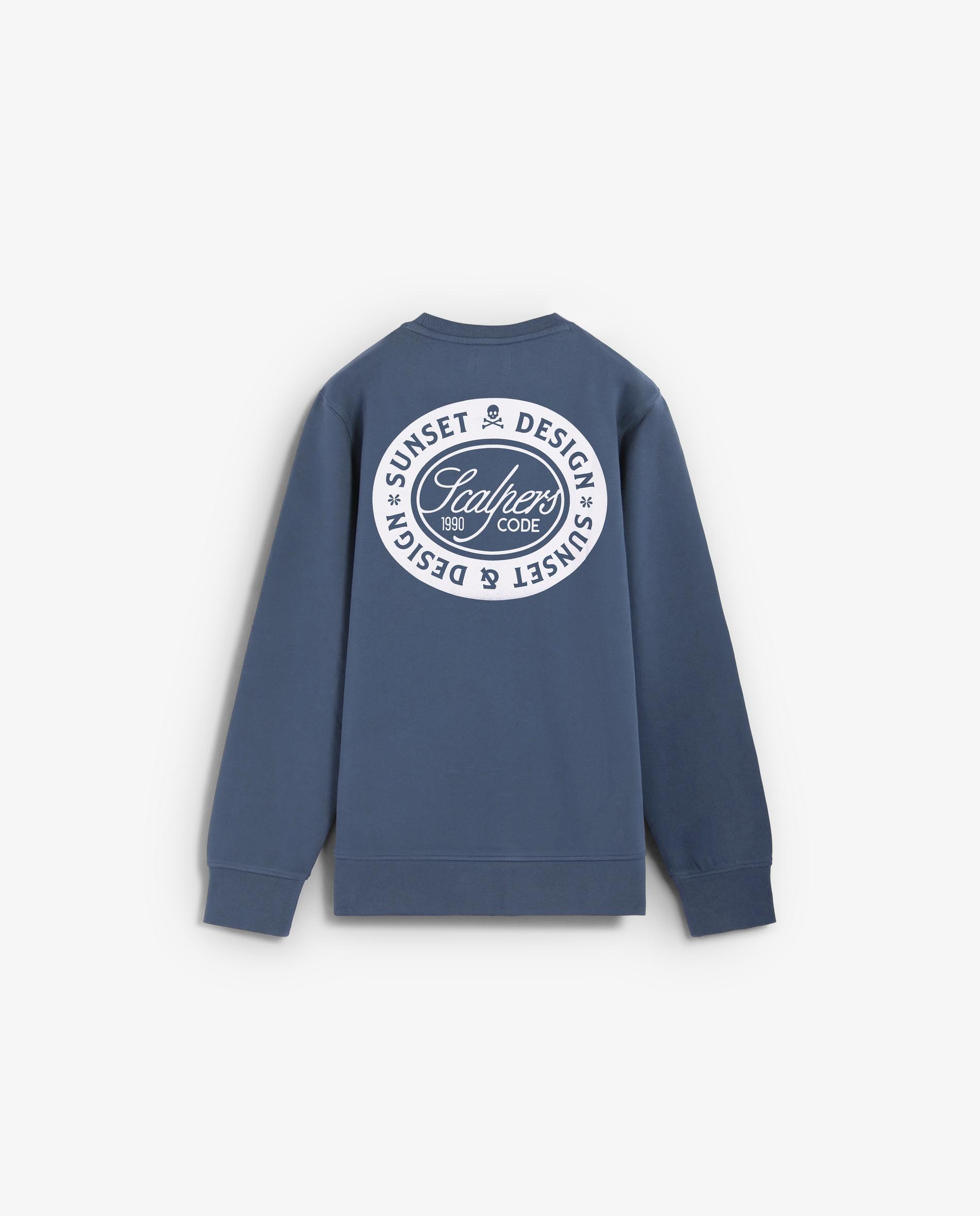 Sweatshirt com Gola Redonda e Print Posterior Azul-índigo-2
