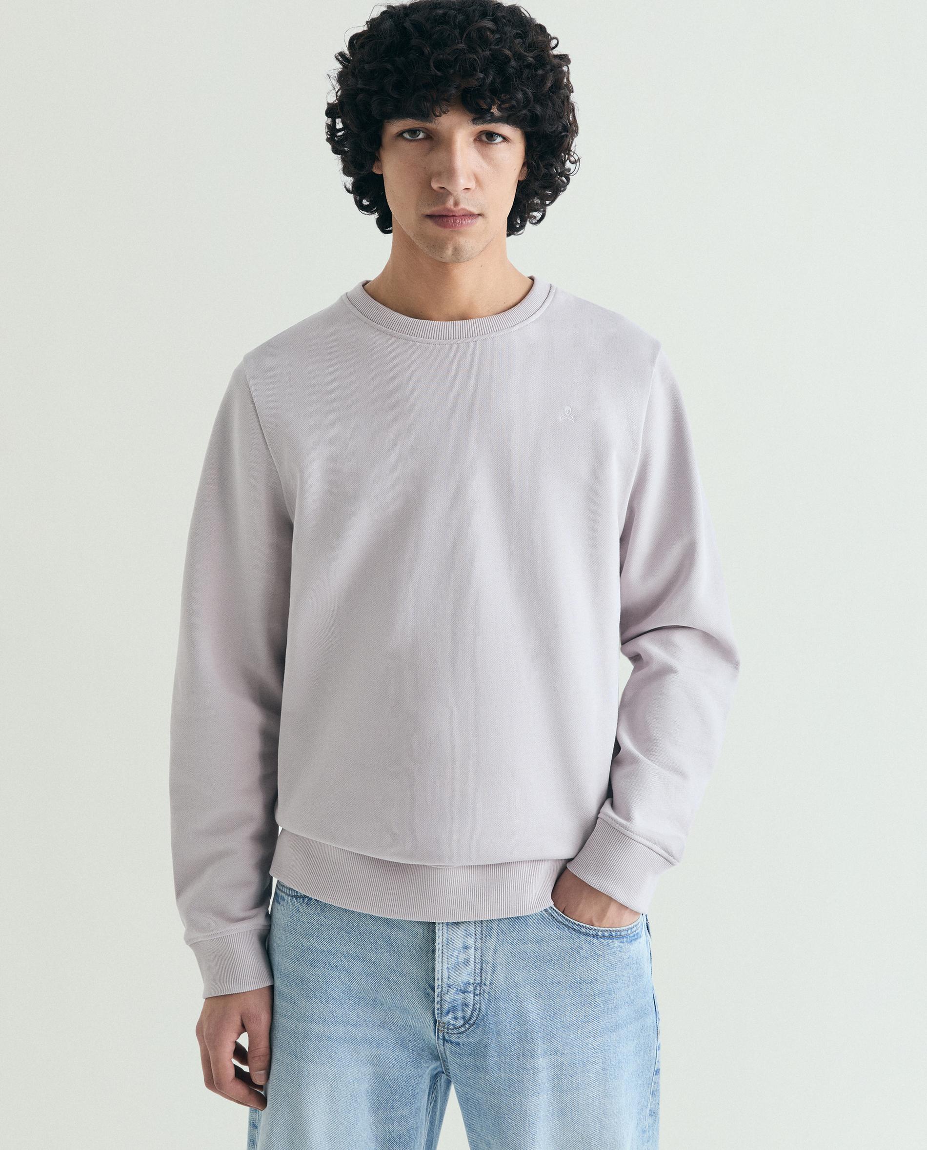 Sweatshirt com Gola Redonda e Logo Bordado Malva-1