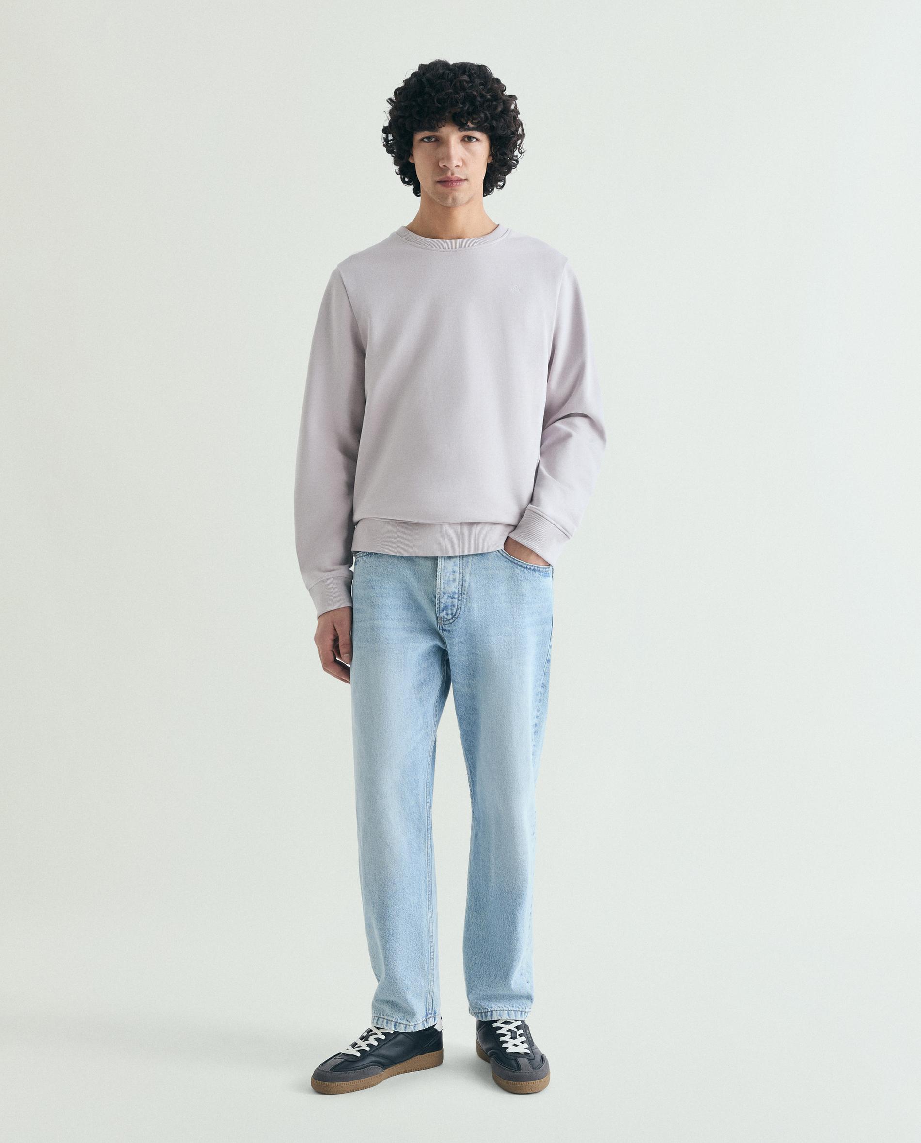 Sweatshirt com Gola Redonda e Logo Bordado Malva-3