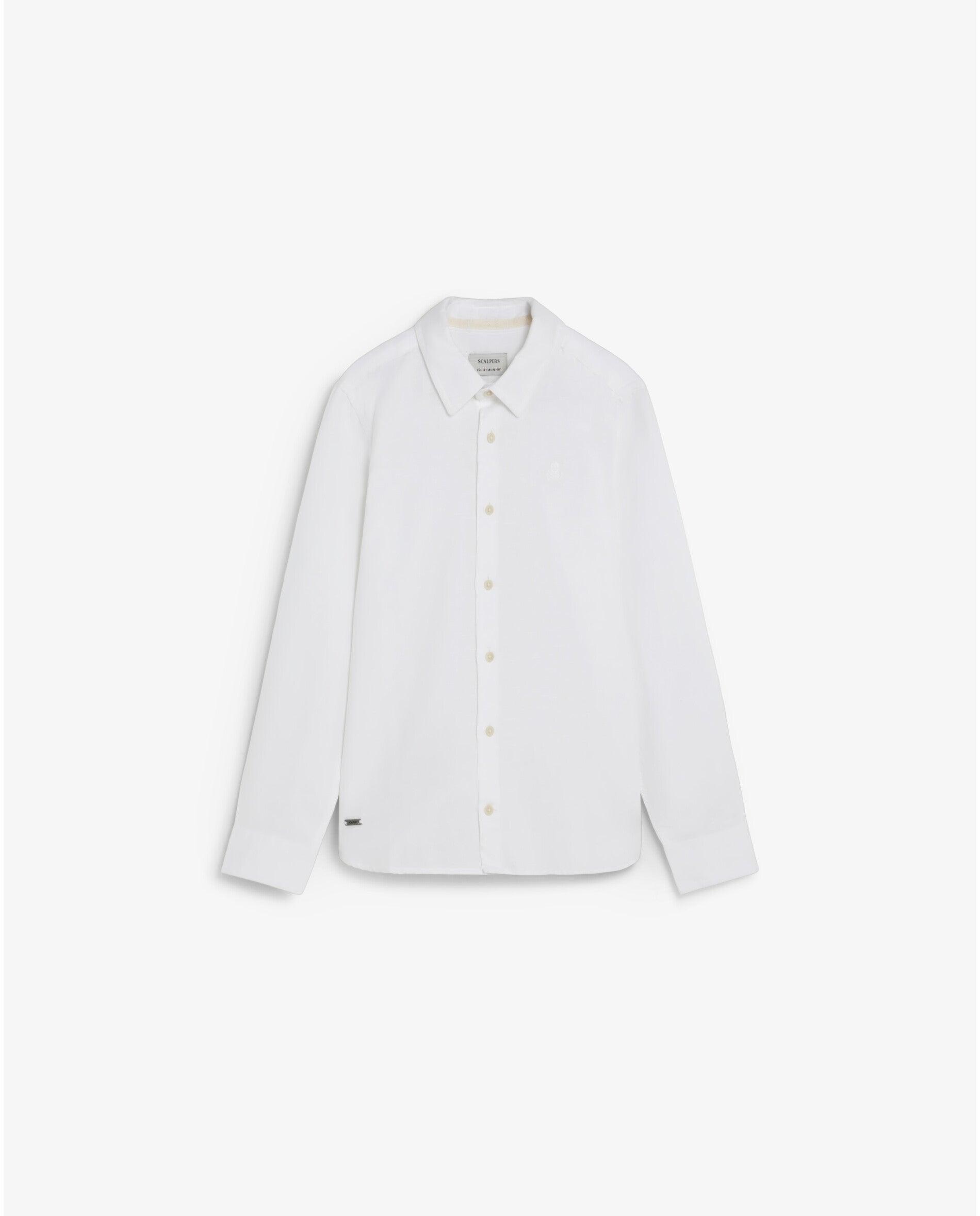 Camisa Regular Fit em Mescla de Algodão e Linho Scalpers Branco-1