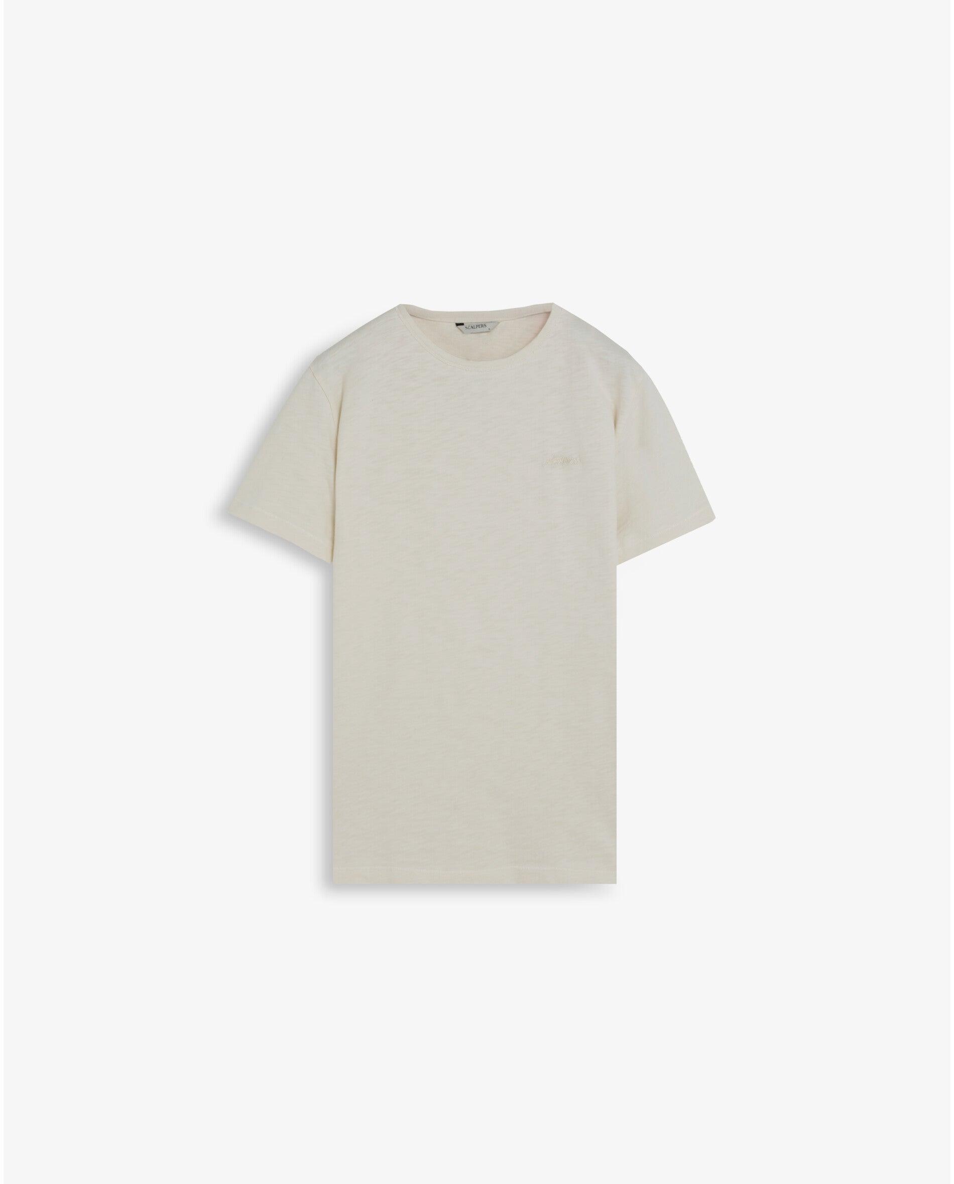 T-shirt de Manga Curta em Algodão com Efeito Lavado Branco-4