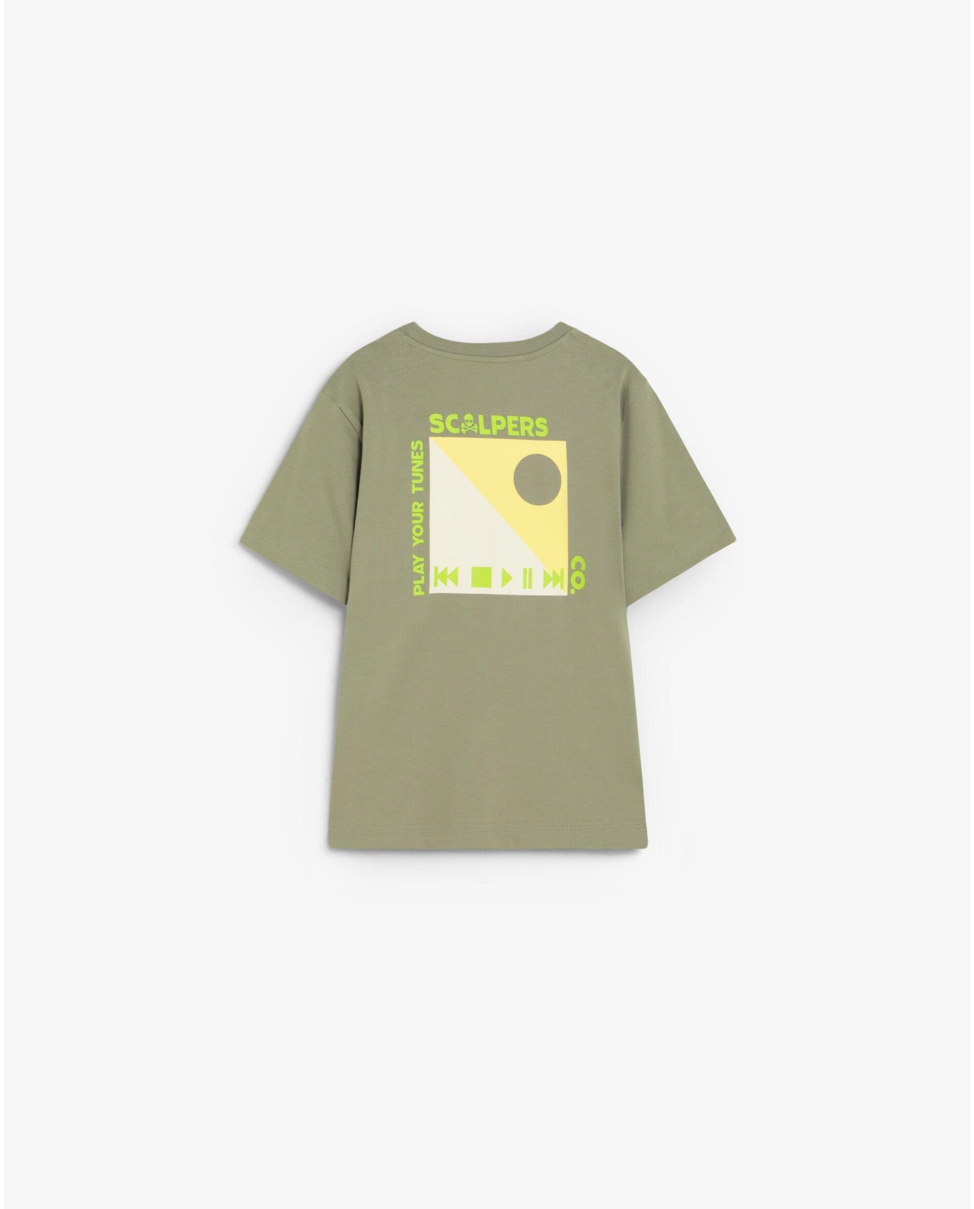 T-shirt Infantil de Manga Curta com Print Posterior Scalpers Caqui-2